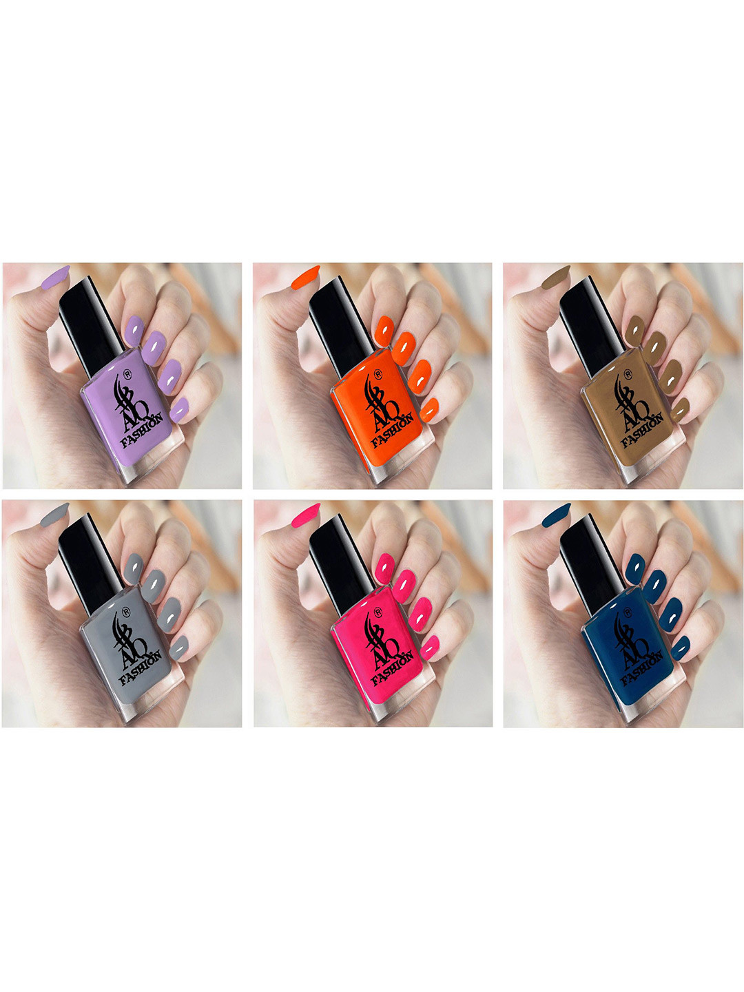 AQ FASHION Set Of 6 Glossy Quick Dry Nail Polish - 10 ml Each