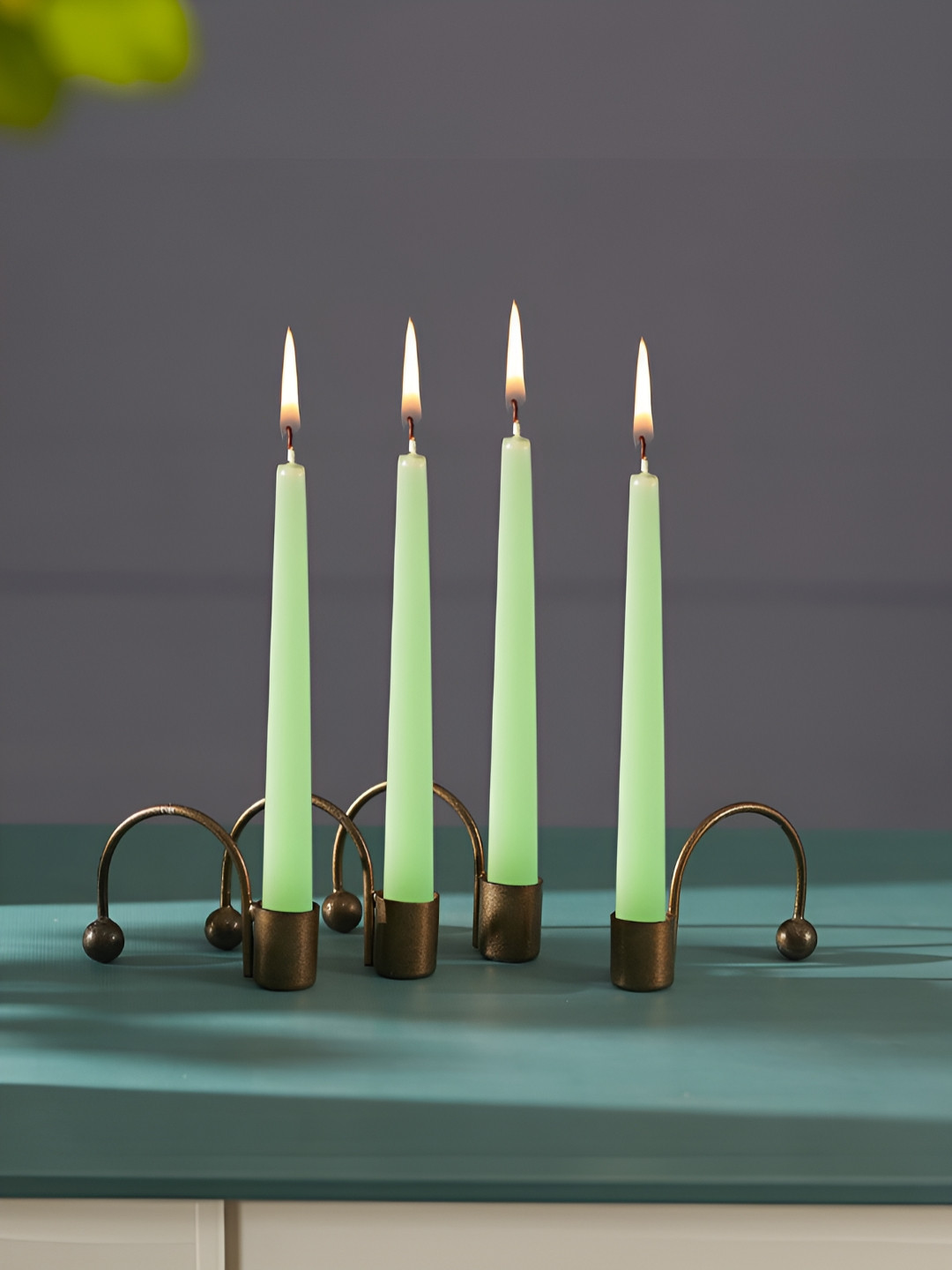 Homspurts Aura Copper-Toned 4 Pieces Tea Light Metal Candle Holders