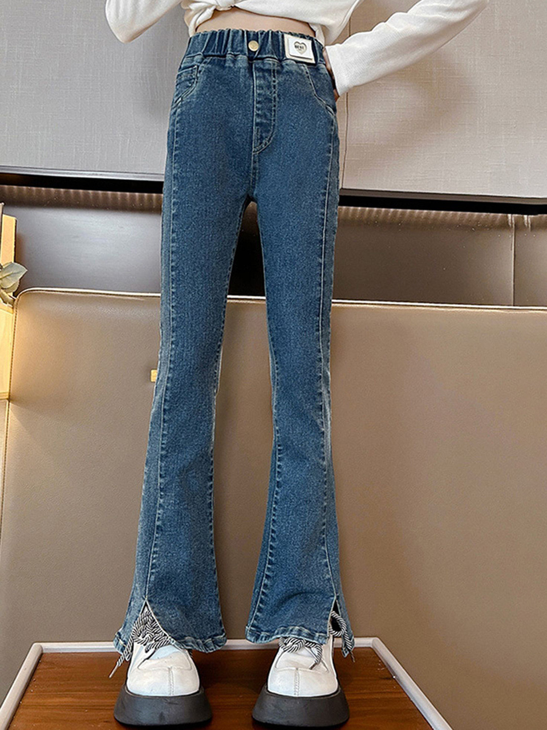 LULU & SKY Girls Slim Fit High-Rise Bootcut Jeans