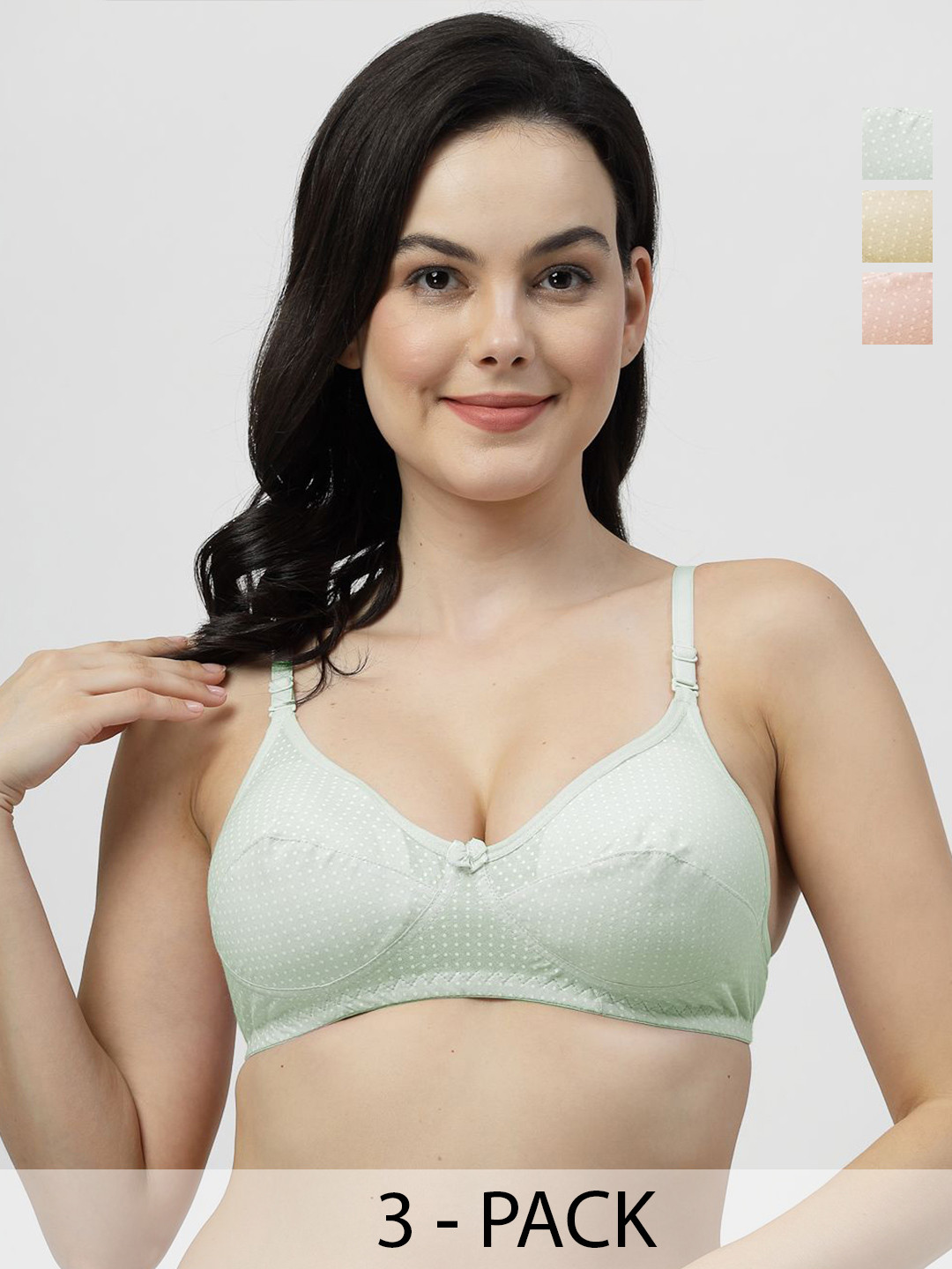 SHYAM SONS FLAIR Pack Of 3 Non Padded Polka Dot Full Coverage Bra