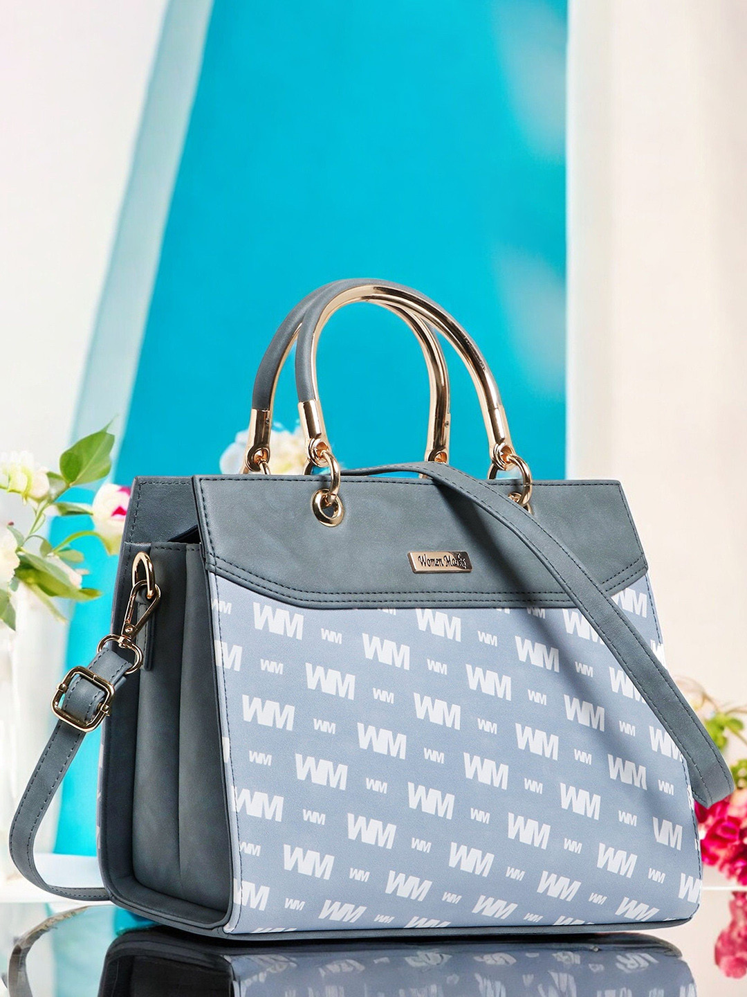 WOMEN MARKS Typography Printed Crossbody Handheld Bag