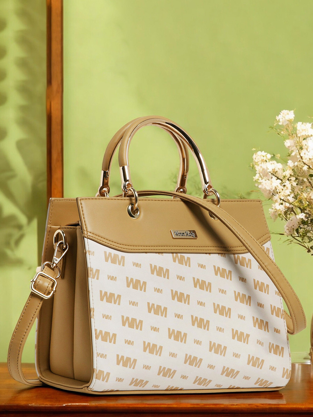 WOMEN MARKS Typography Printed Crossbody Handheld Bag