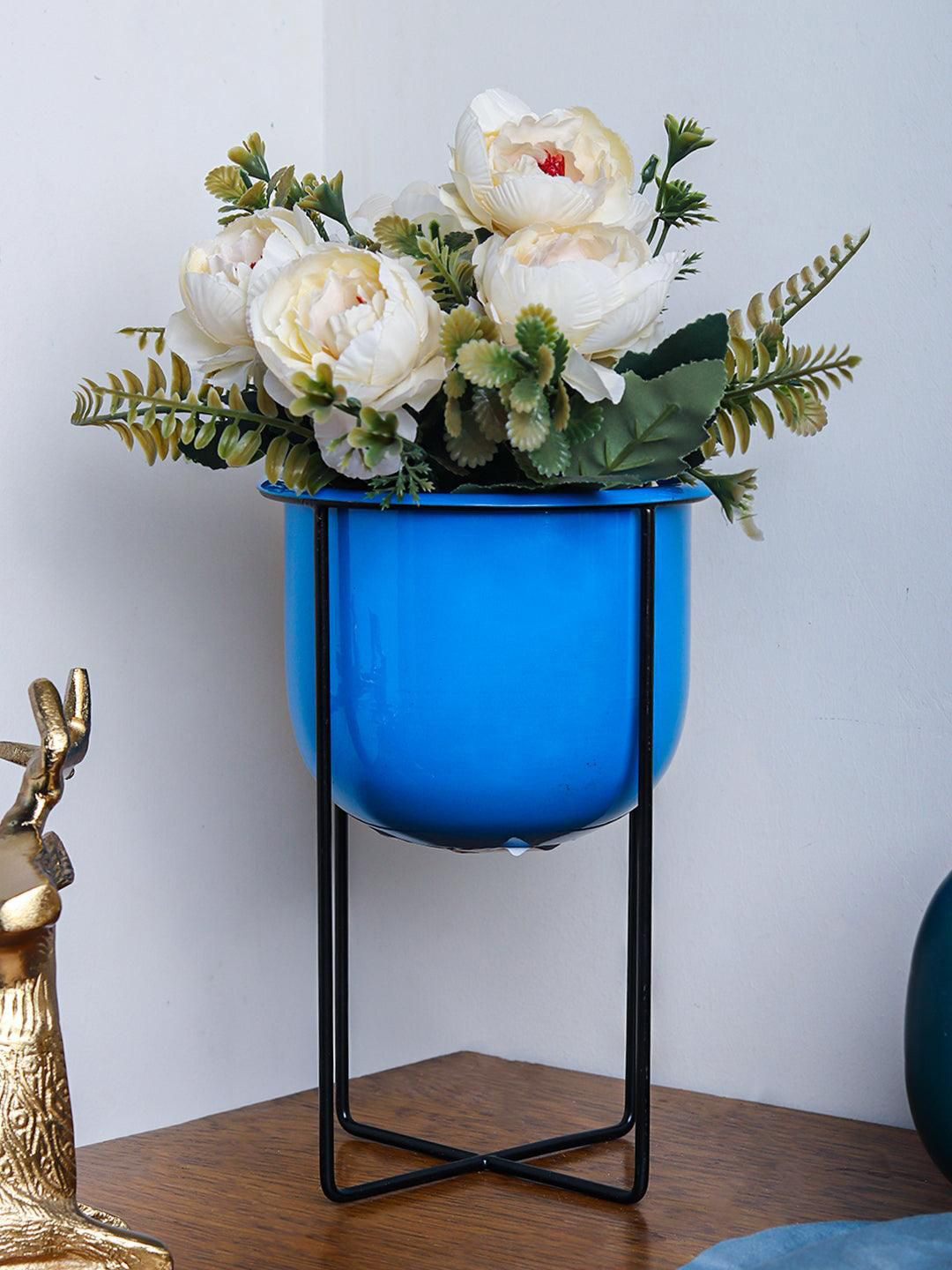 MARKET99 Stylish Blue Plant Pot With Stand