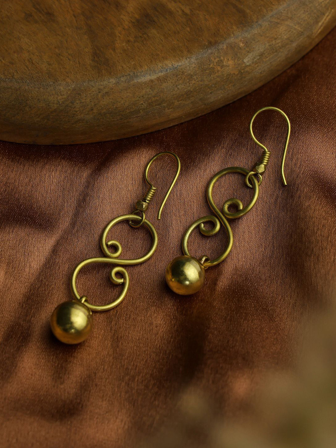 TOS Brass-Plated Contemporary Drop Earrings
