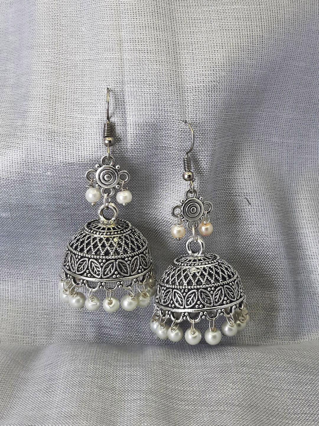 HOPMEE Artificial Beaded Dome Shaped Oxidised Jhumkas