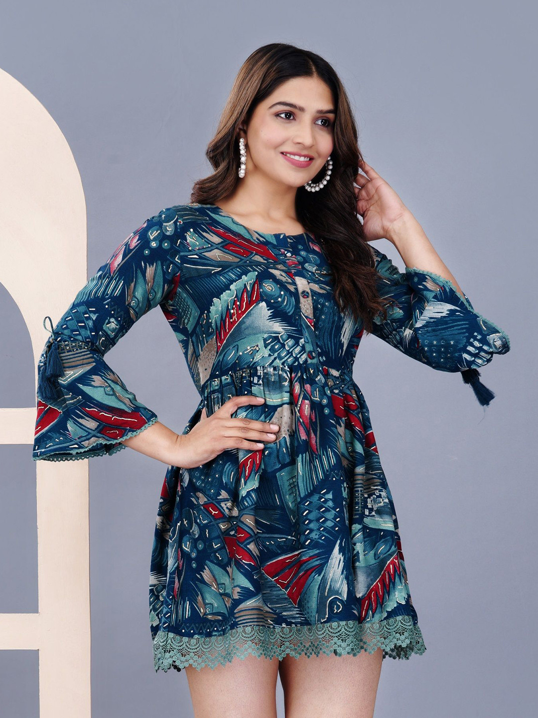 Phool-era Printed Fit & Flare Cotton Mini Dress