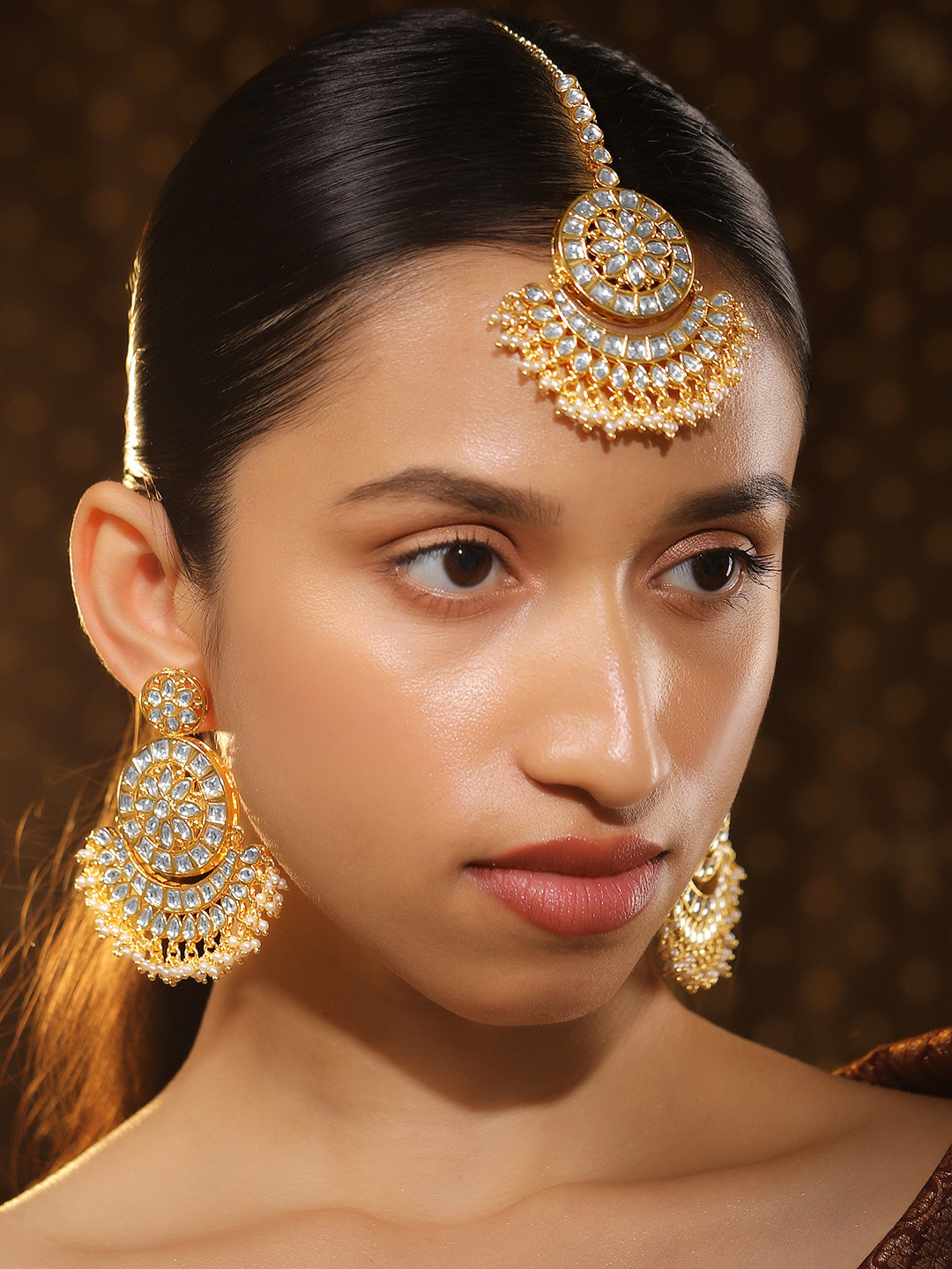 Rubans 24K Gold Plated Kundan Stone Jewellery Set