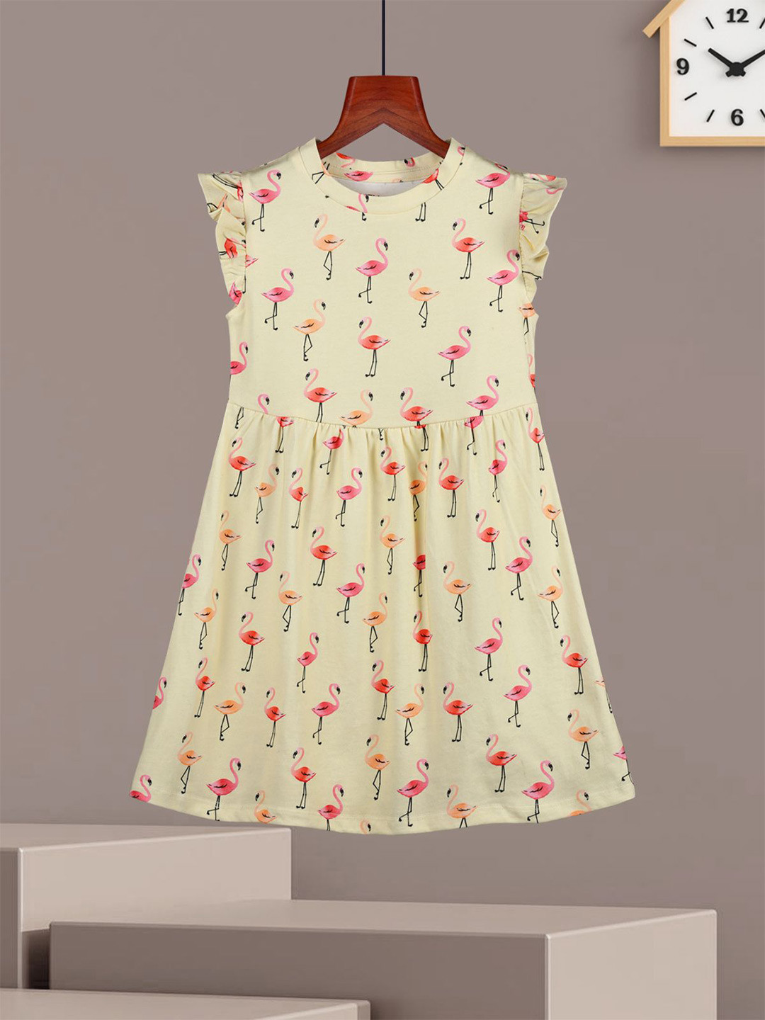 HELLCAT Print Flutter Sleeve A-Line Dress