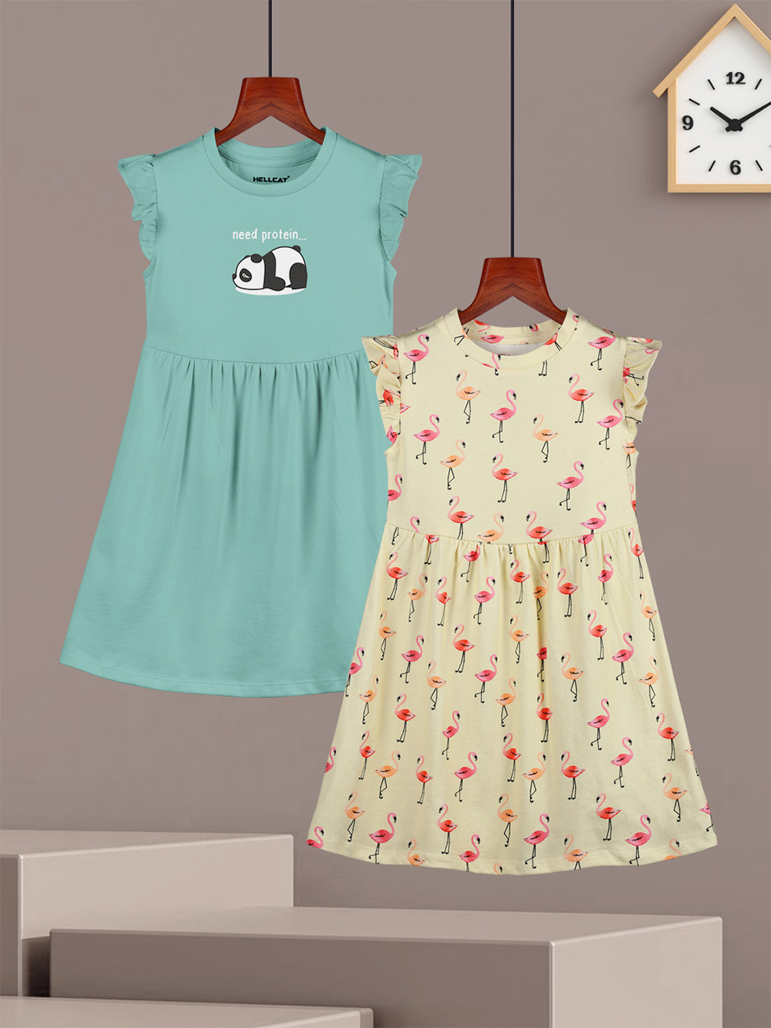 HELLCAT Girls Pack of 2 Print A-Line Dress