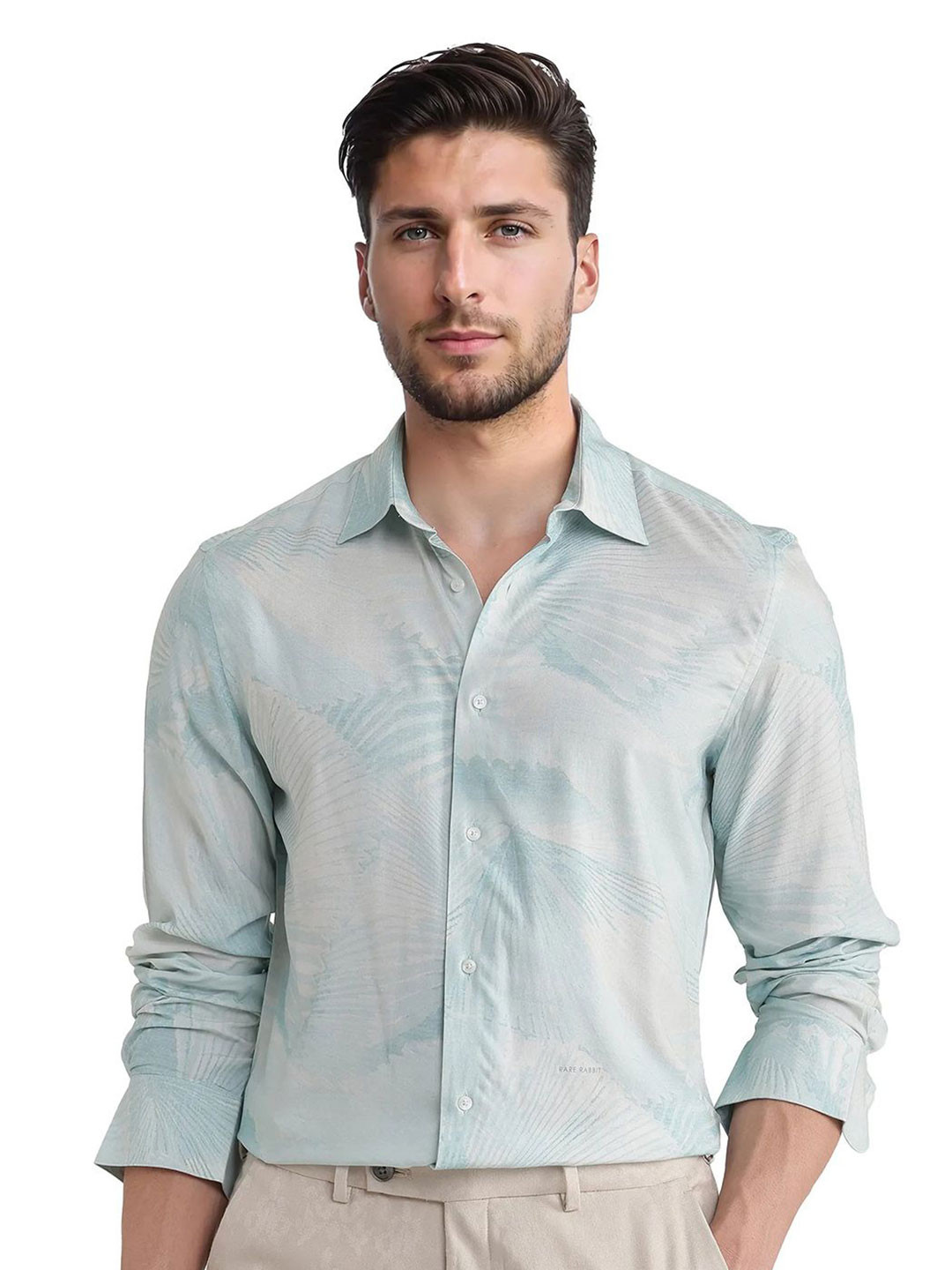 RARE RABBIT Men Comfort Fit Spread Collar Abstract Printed Casual Shirt