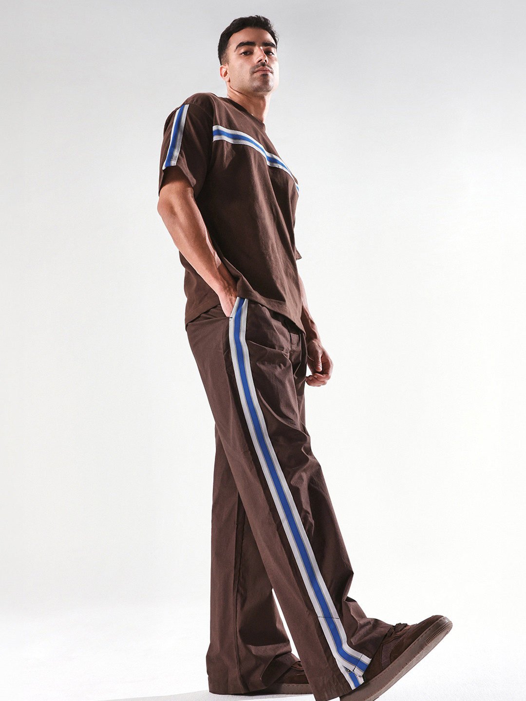 RARE RABBIT Men Newnon Primary Brown Cotton Trousers