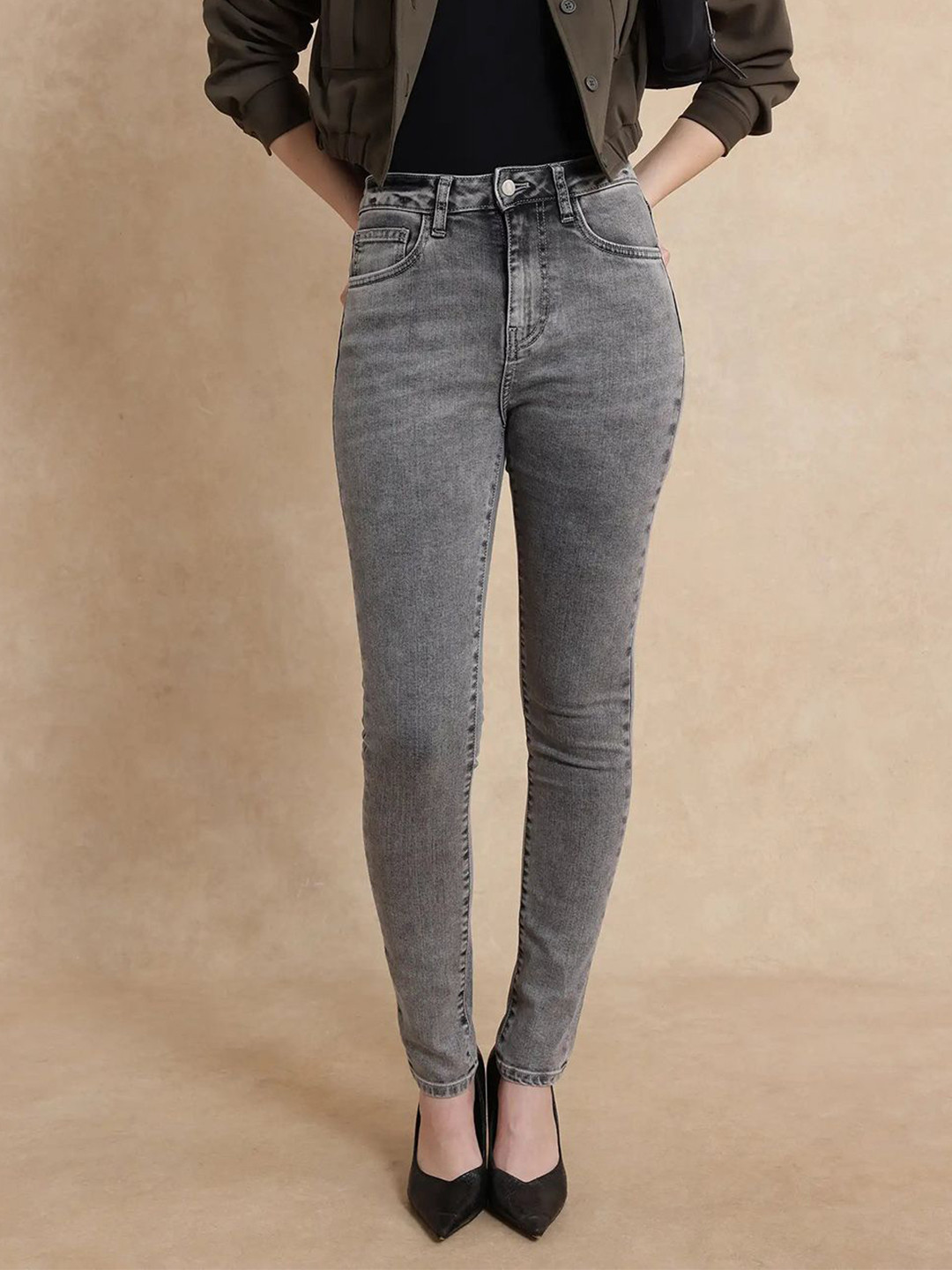 RAREISM Women Zingal Primary Grey Skinny Fit Jeans