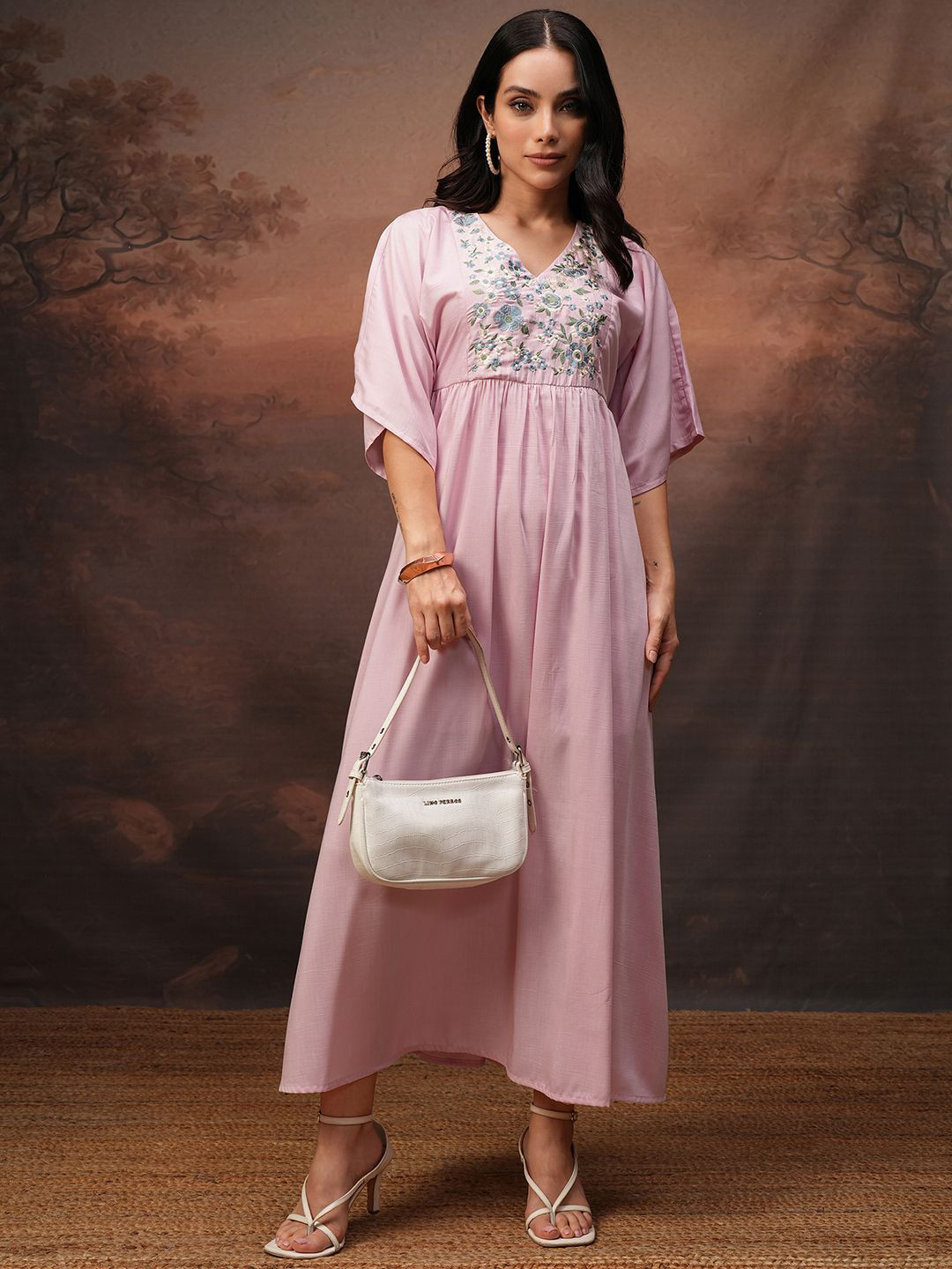 Vishudh Women Embroider Gathered Maxi Dress