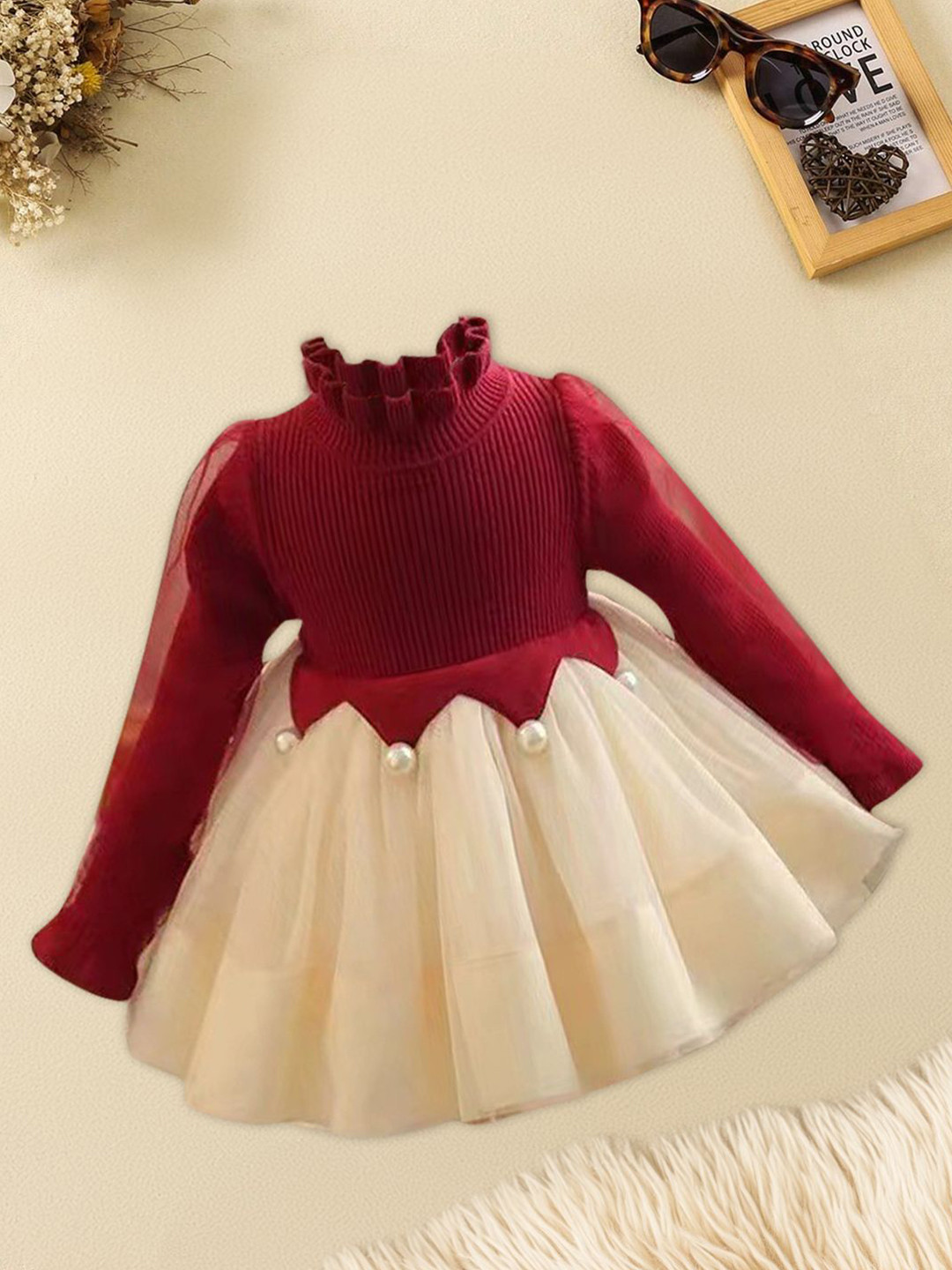 FOREVER FRIDAY Girls Claret Fit & Flare Dress