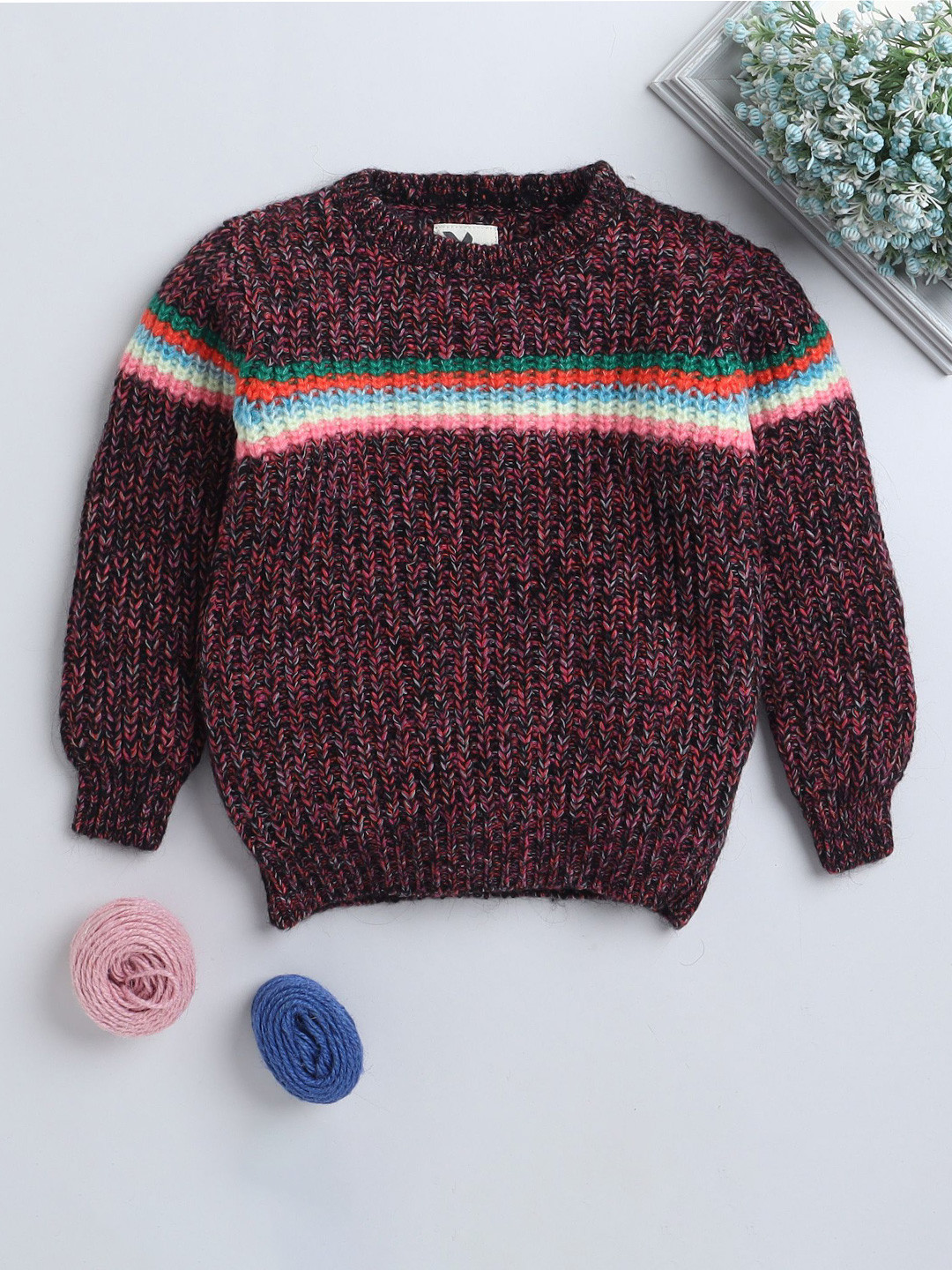 Yellow Apple Girls Ribbed Round Neck Sweater Vest