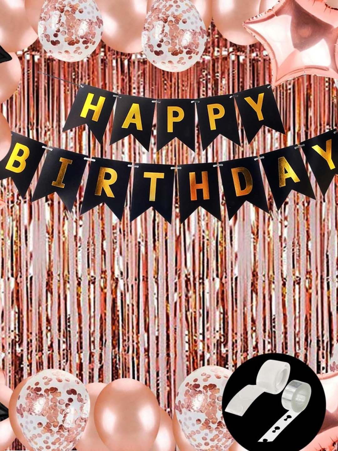 Party Midlinkerz 68 Pieces Pink & Black Birthday Balloon Decoration Kit