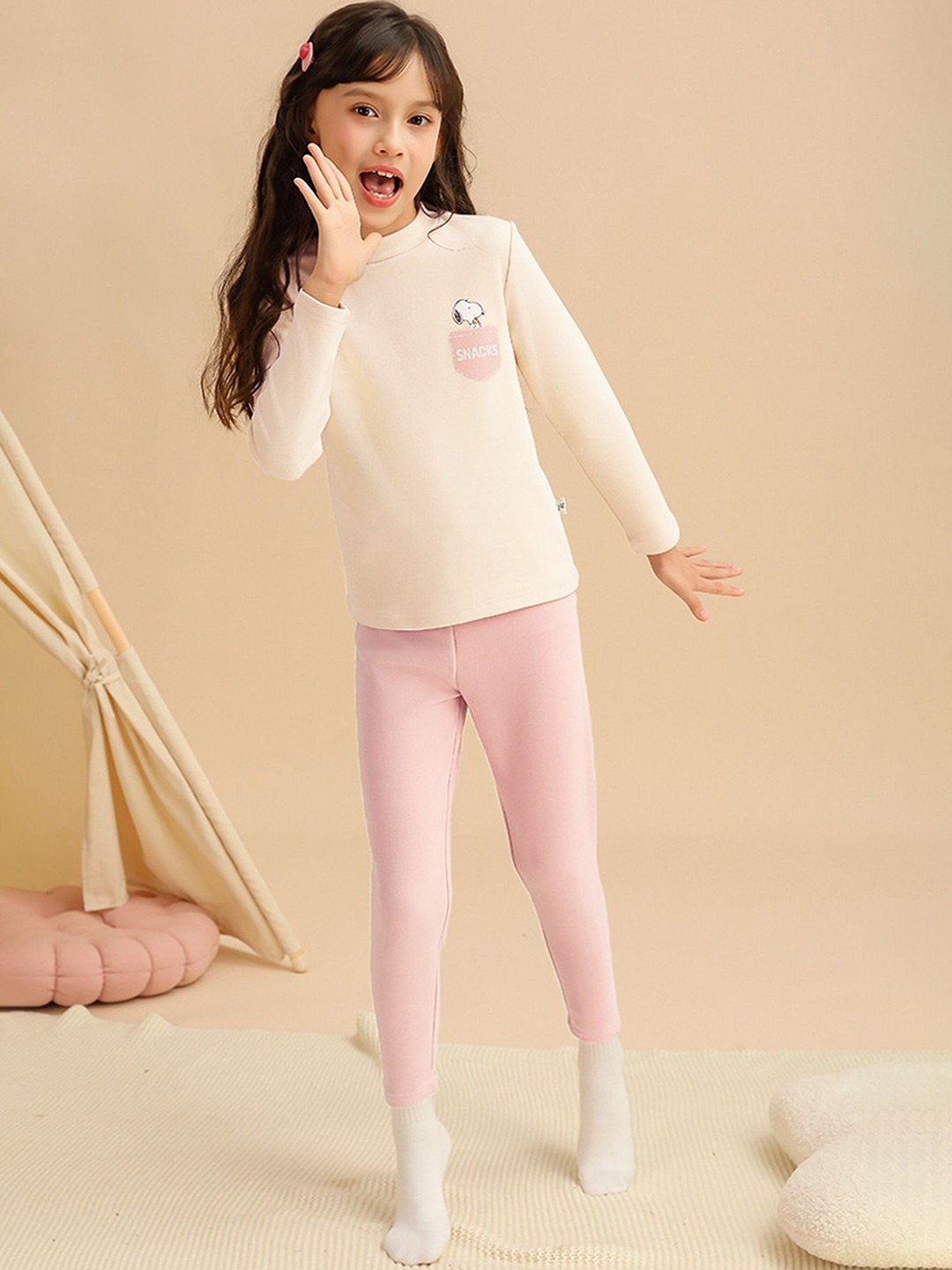 LULU & SKY Girls Two Piece Printed Night suit