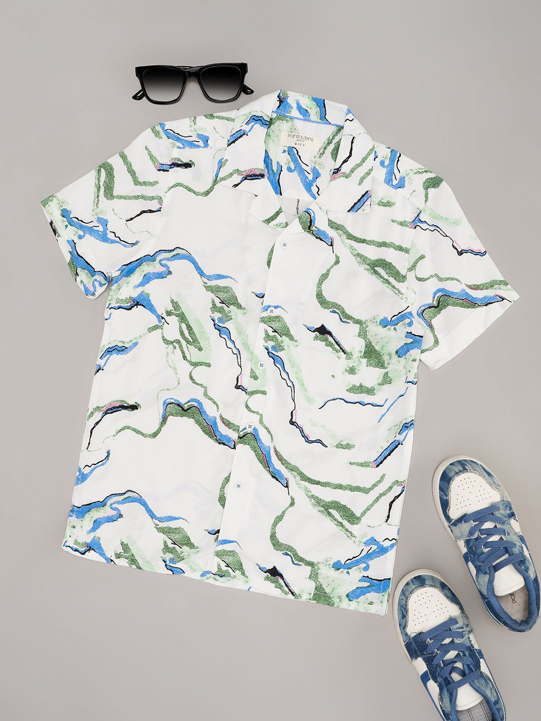 Pantaloons Junior Boys Cuban Collar Abstract Printed Casual Shirt