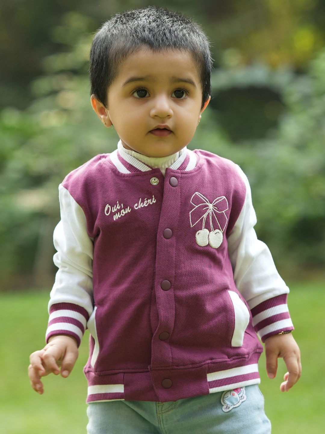 Nap Chief Infants Unisex Mon Cheri Printed Pure Cotton Relaxed Fit Varsity Jacket