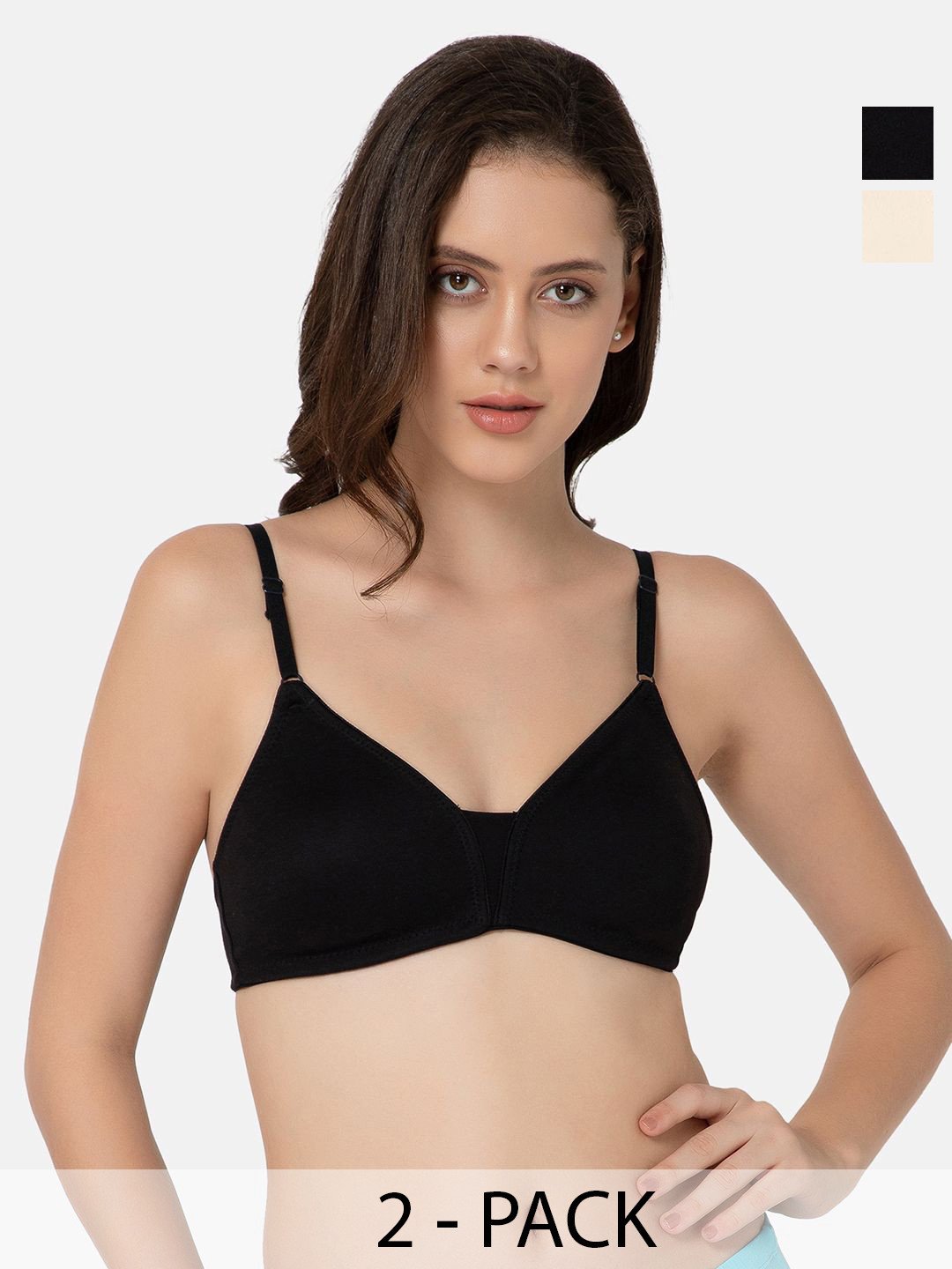 Lady Lyka Pack of 2 Cotton Seamless Medium Support T-Shirt  Bra