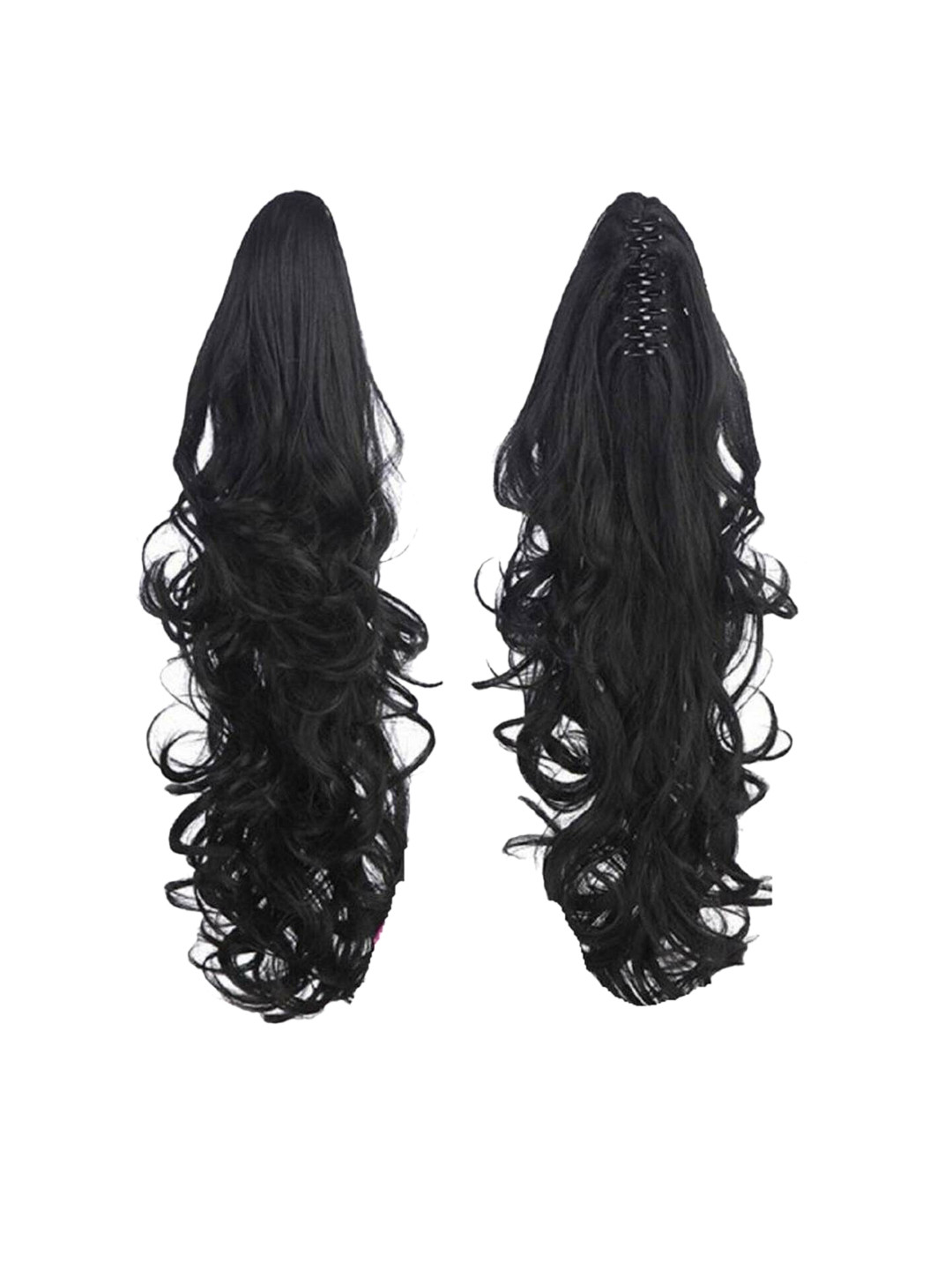 CRIBE Clip-In Ponytail Wavy Hair Extension - Black - 18 Inch