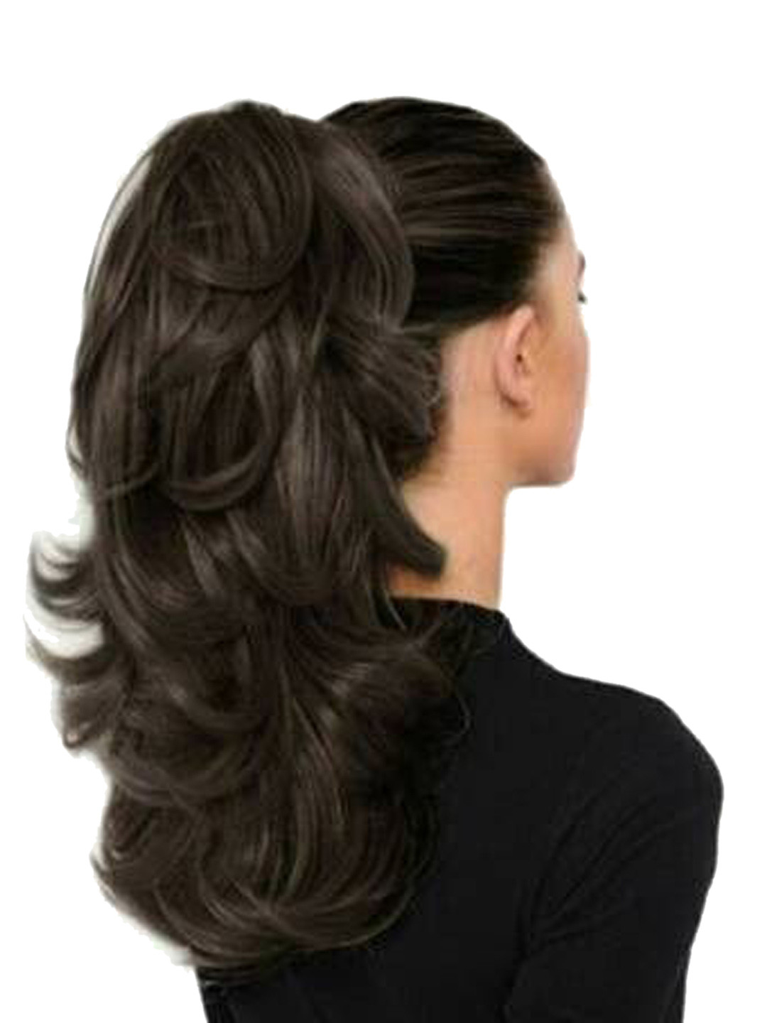 CRIBE Clip-In Ponytail Wavy Hair Extension - Brown - 18 Inch