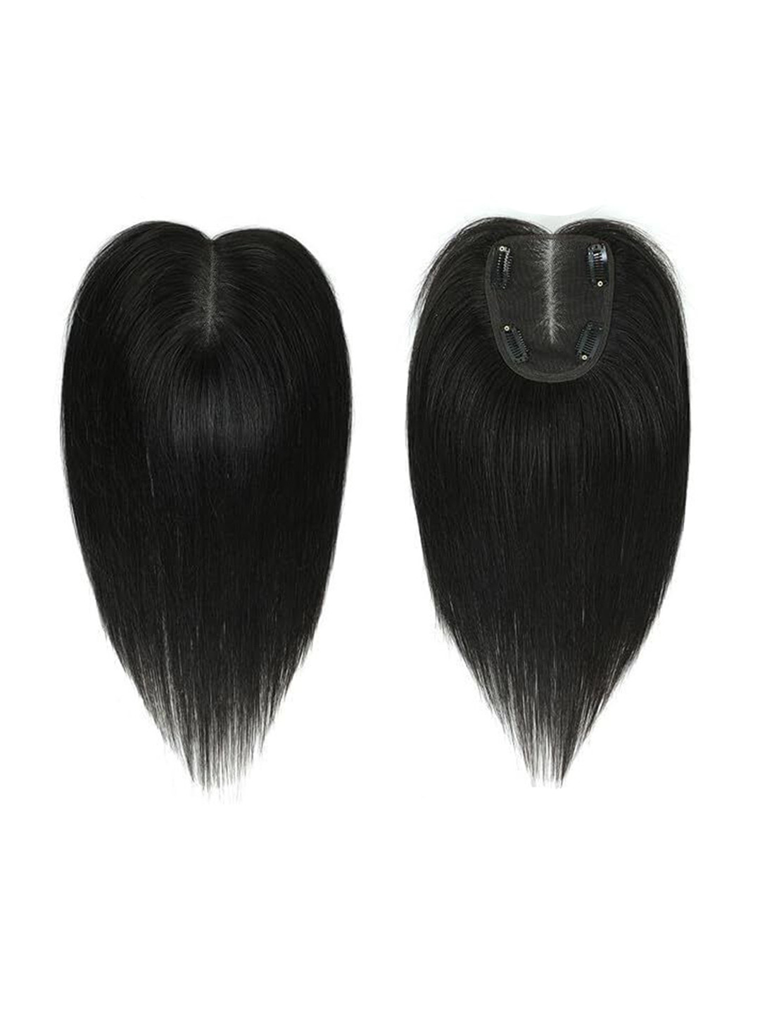 CRIBE Stainless Steel Clip-In Scalp Topper Straight Hair Extension- Natural Brown- 16 Inch