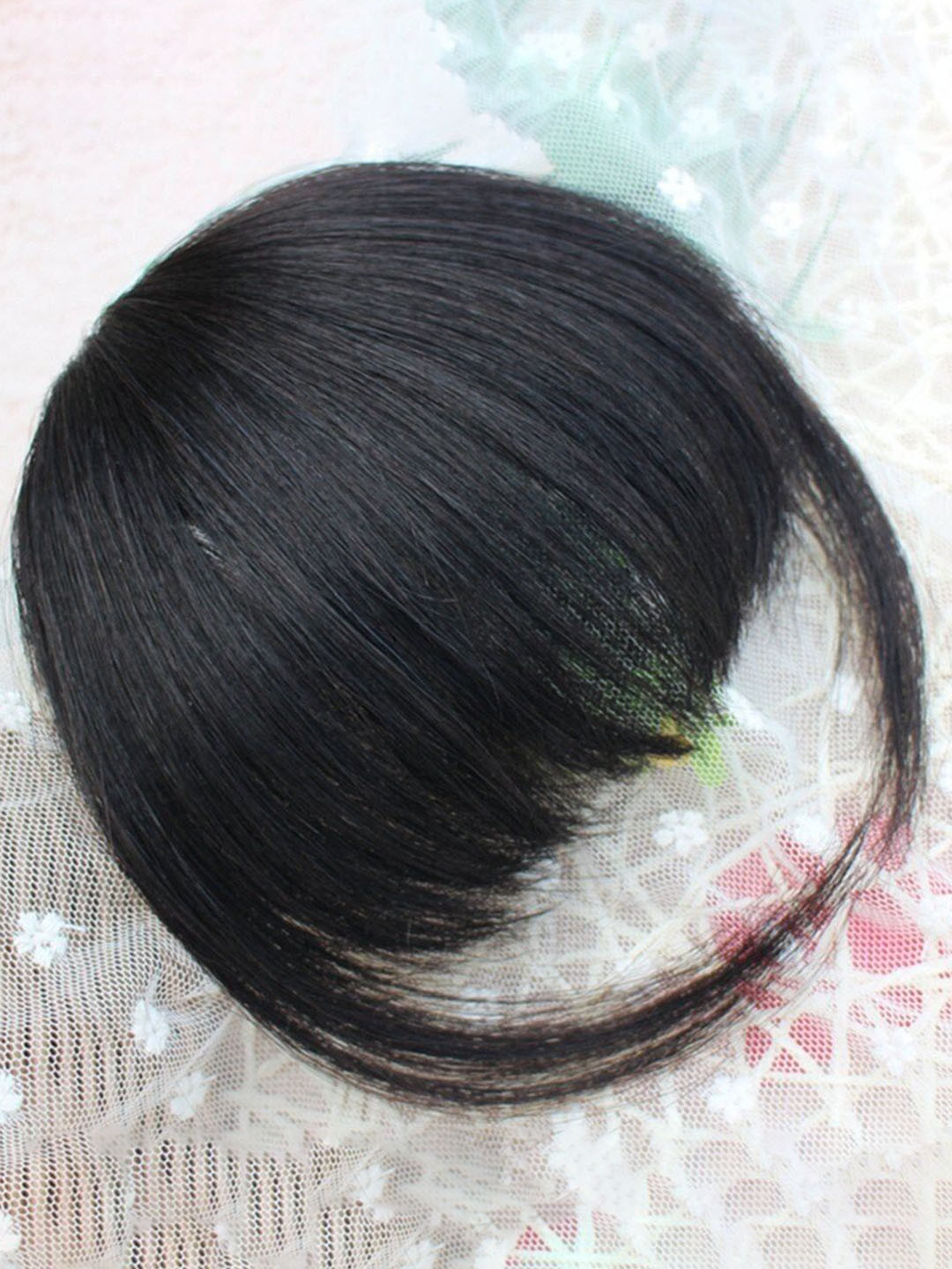 CRIBE Clip-In Scalp Topper Fringe Straight Hair Extension - Black - 6 Inch