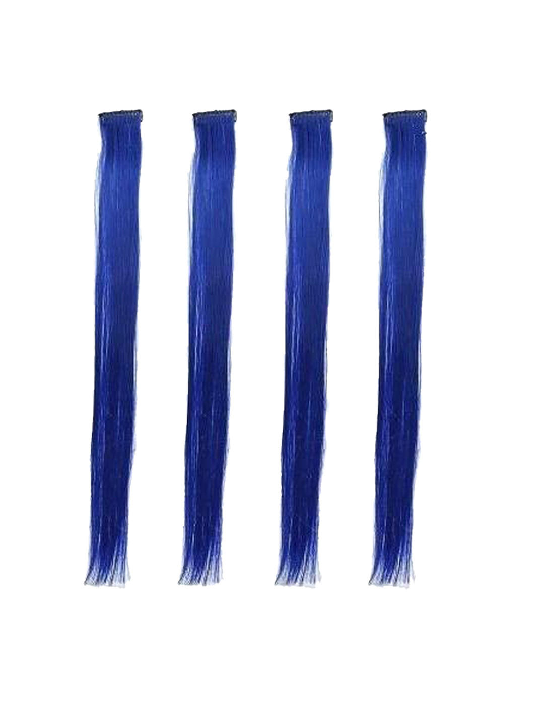 CRIBE Set Of 4 Clip-In Coloured Strand Straight Hair Extension - Blue - 22 Inch