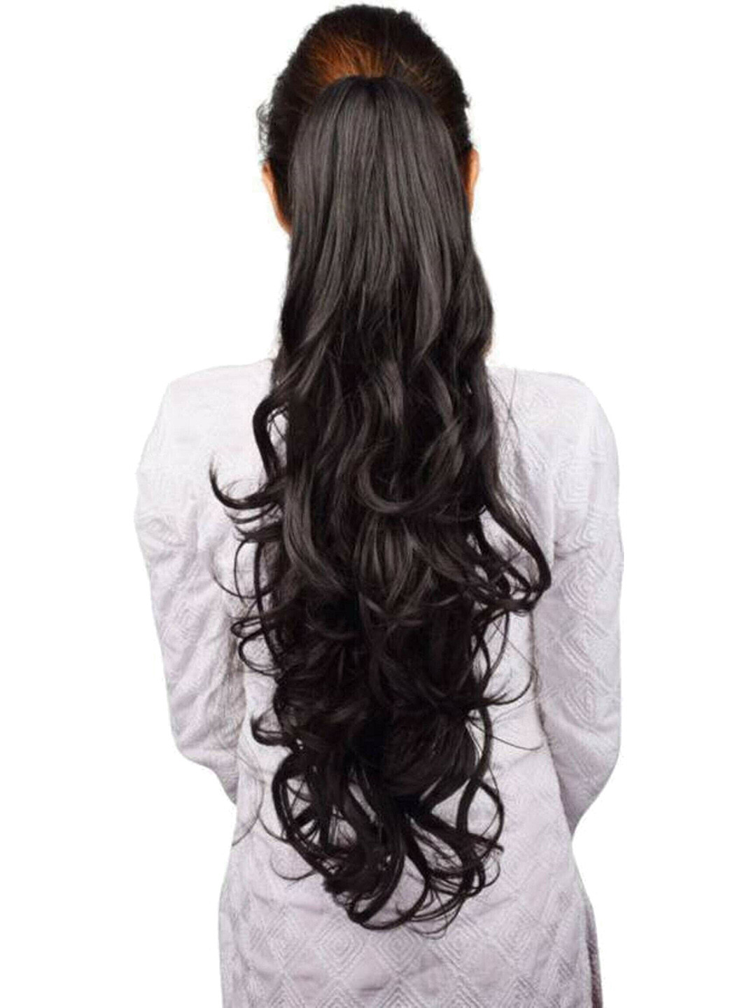 CRIBE Clip-In Ponytail Curly Hair Extension - Black - 18 Inch