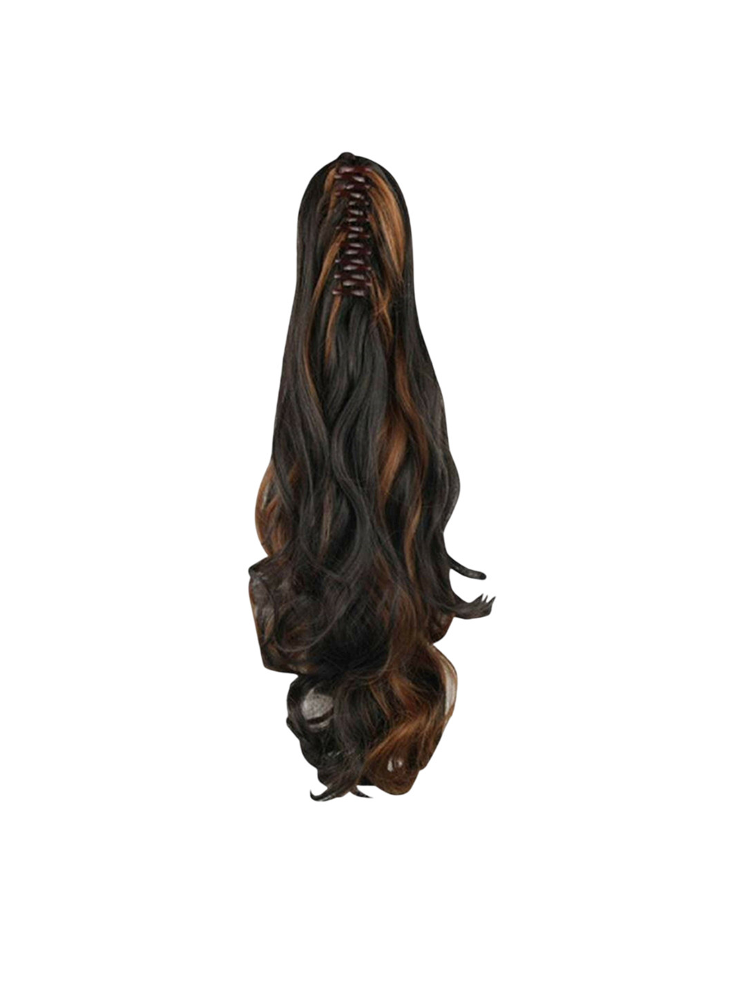 CRIBE Clip-In Ponytail Wavy Hair Extension - Black Golden - 12 Inch
