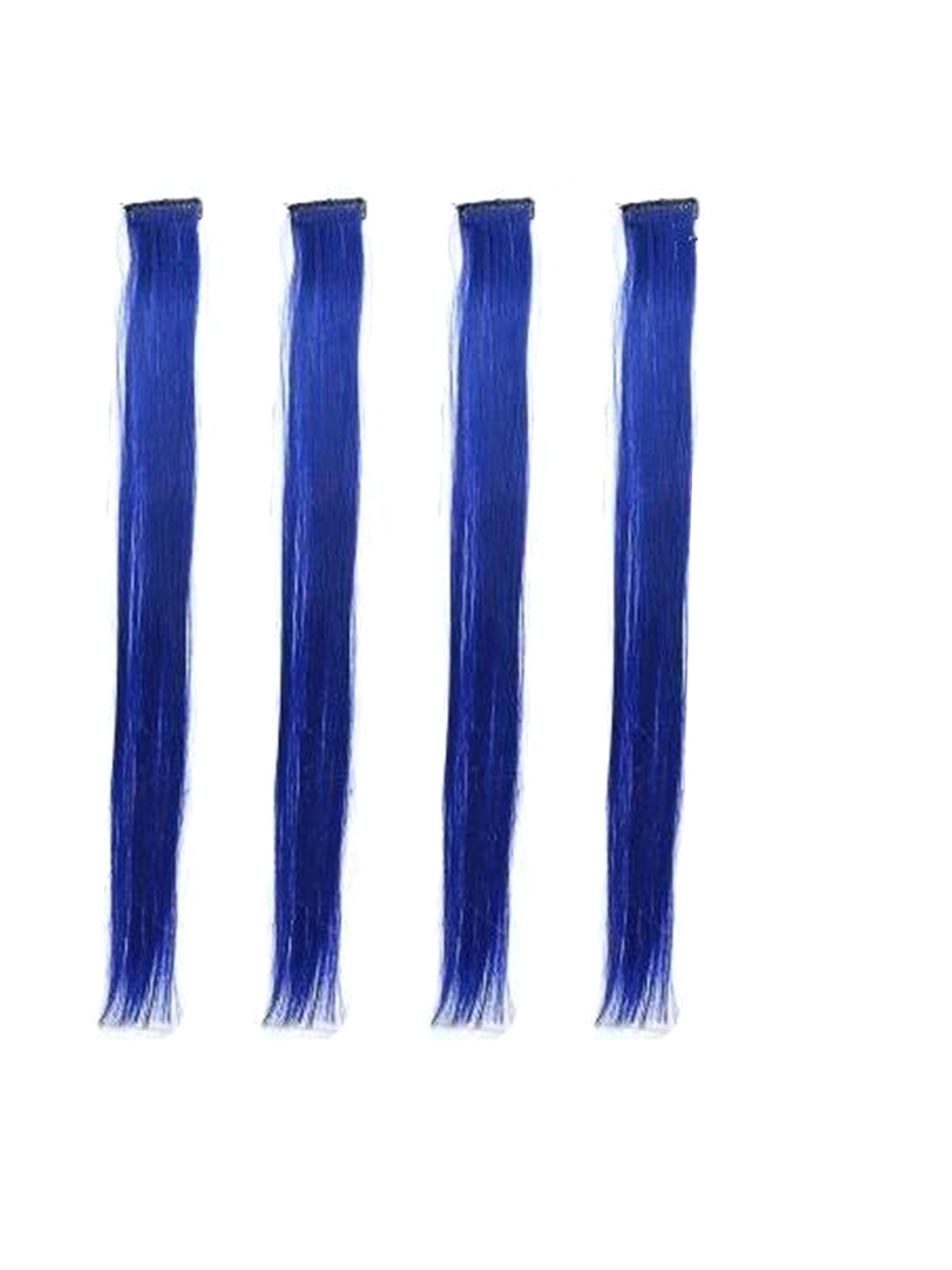 CRIBE Set Of 4 Clip In Straight Colored Strand Hair Extension - Blue - 22 Inch