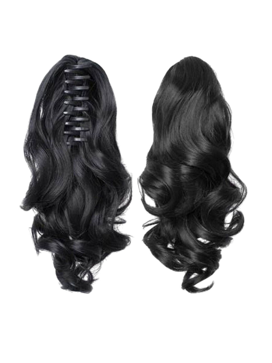 CRIBE Clip-In Ponytail Curly Hair Extension - Black - 12 Inch