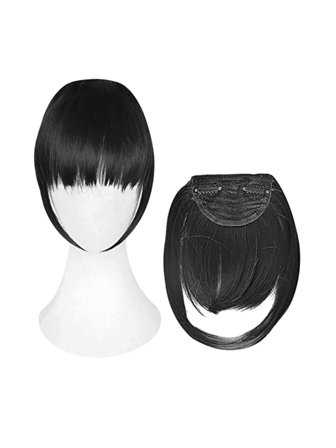 CRIBE Clip-In Scalp Topper Fringe Straight Hair Extension - Black - 7 Inch