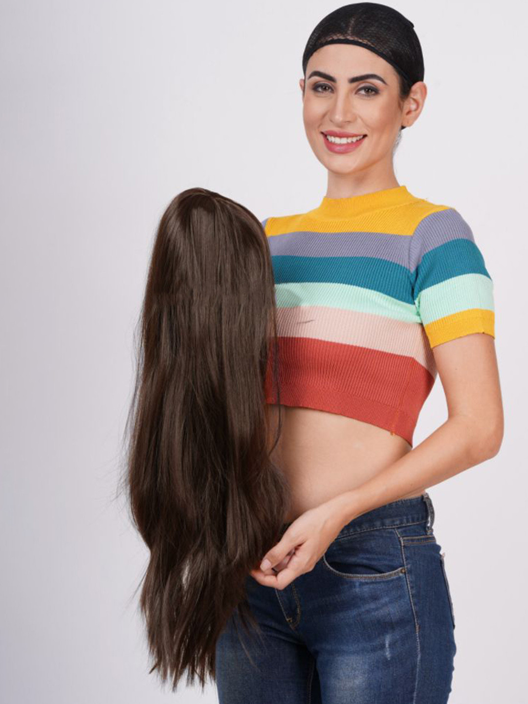 CRIBE Halo Toupee Straight Hair Extension - Black - 28 Inch