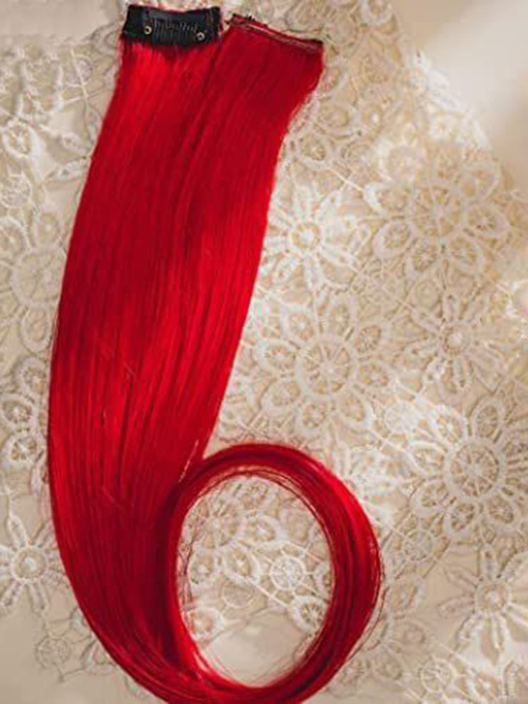 CRIBE Clip-In Coloured Strand Straight Hair Extension - Red - 22 Inch