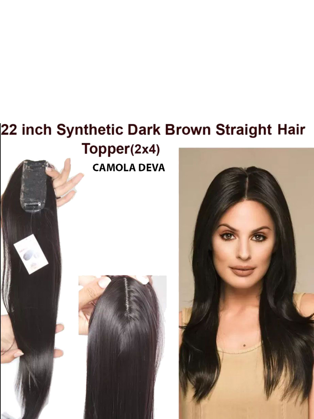 CRIBE Clip-In Straight Scalp Topper Hair Extension -Black - 18 Inch
