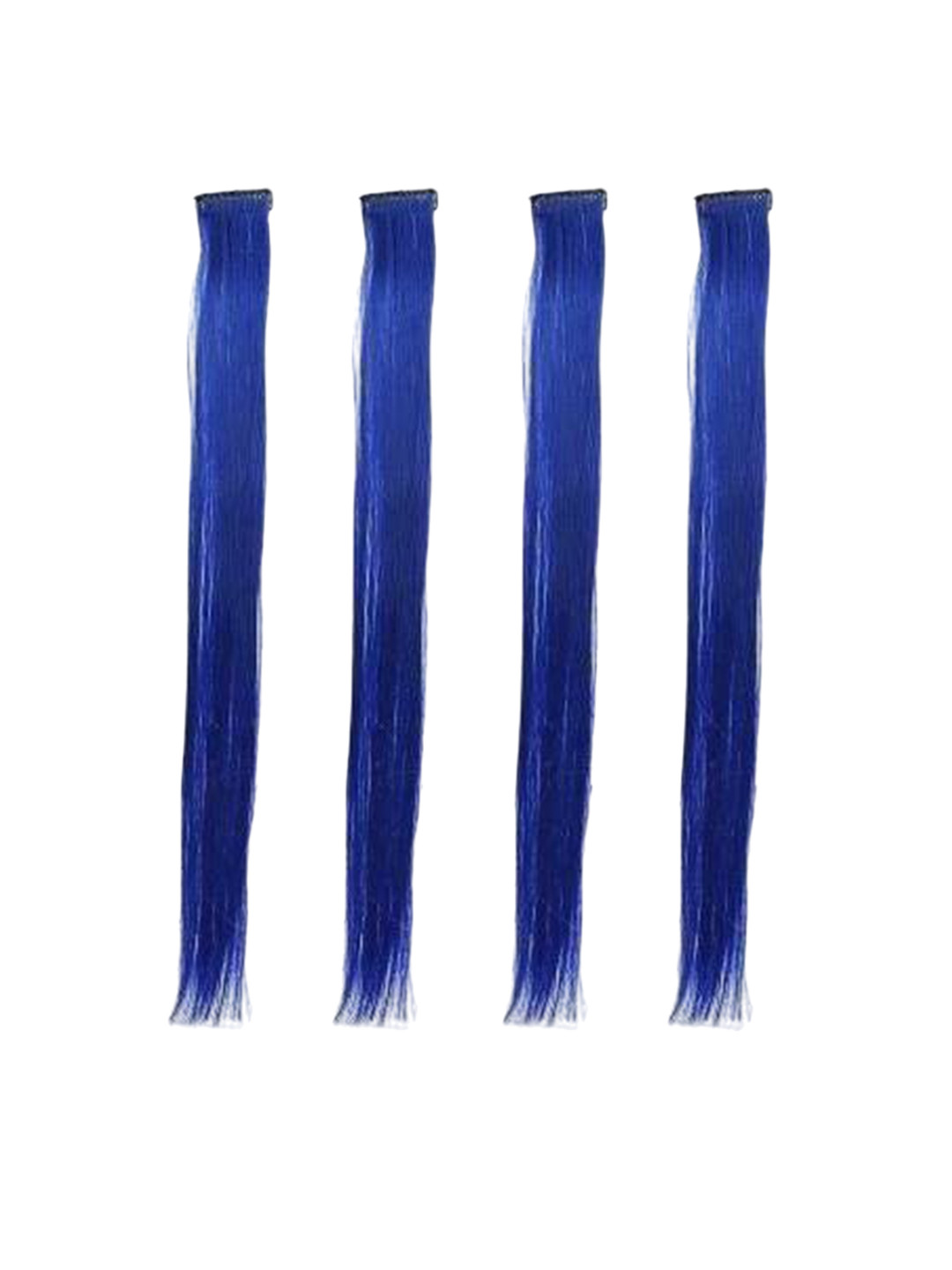 CRIBE Set Of 4 Clip-In Straight Coloured Strand Hair Extension - Blue - 24 Inch