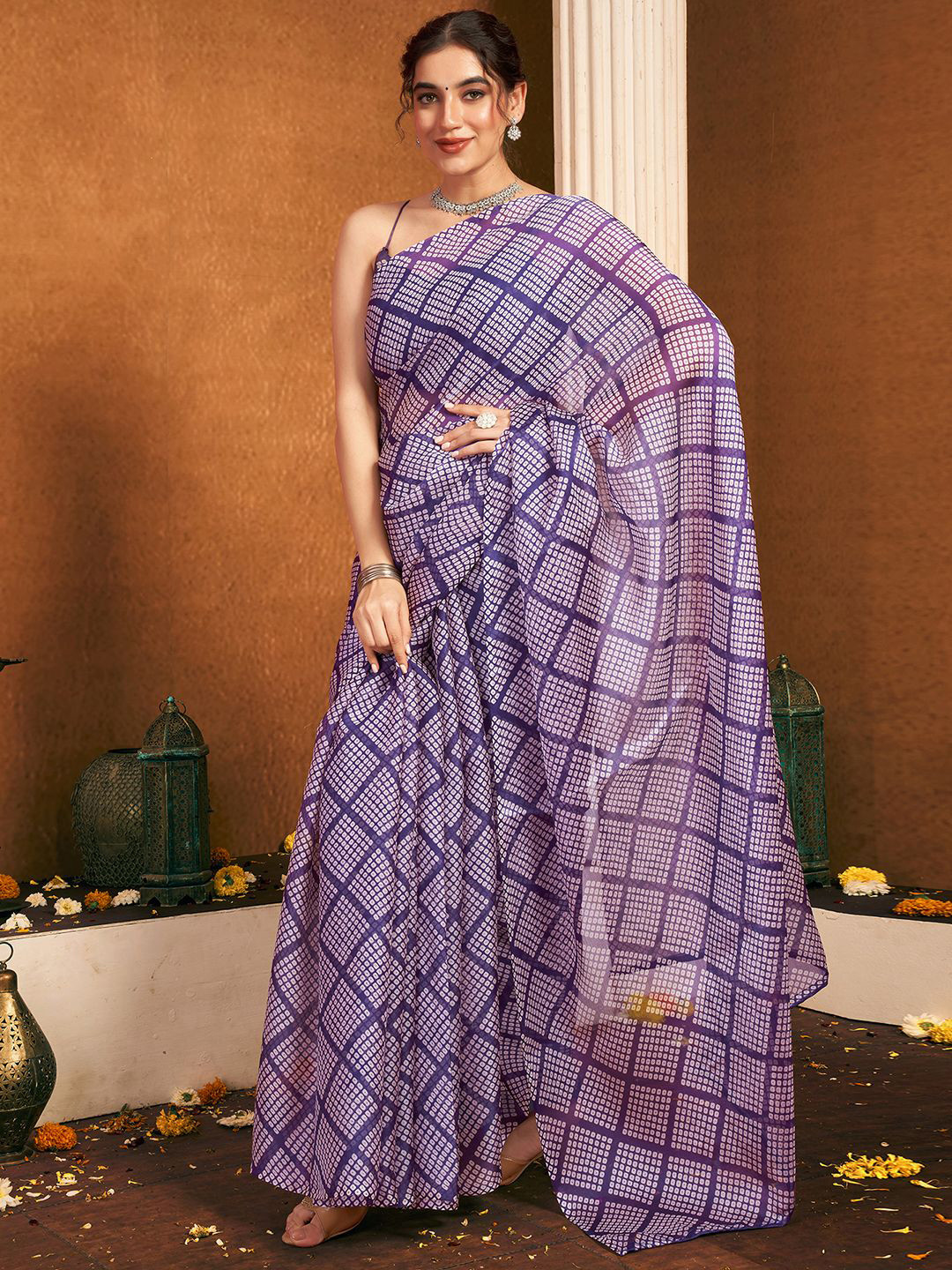 Mitera Bandhani Printed Pure Chiffon Bandhani Saree