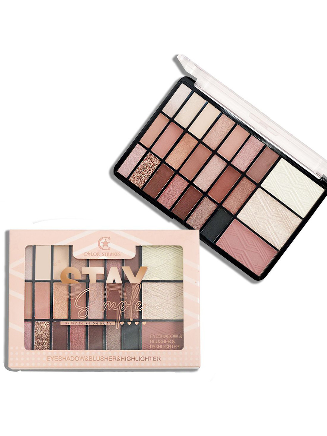 Adbeni Stay Simple Eyeshadow, Blusher & Highlighter Makeup Kit - 28 g - Shade 01