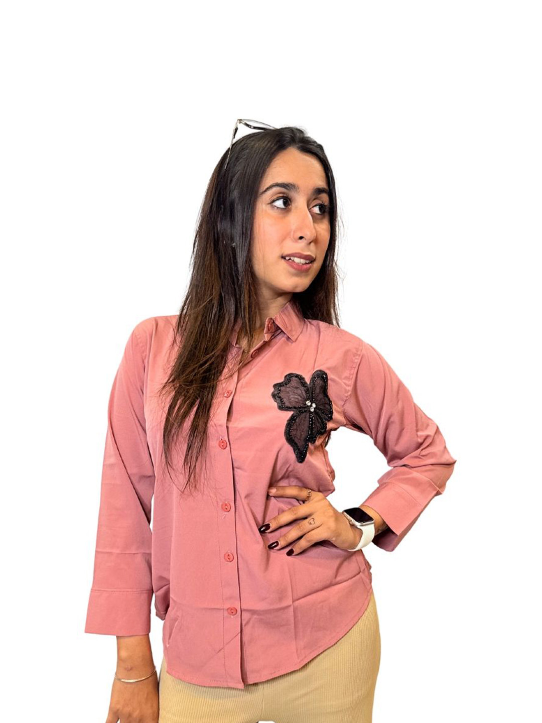 JAC INDIAN Women Standard Fit Spread Collar Solid Casual Shirt