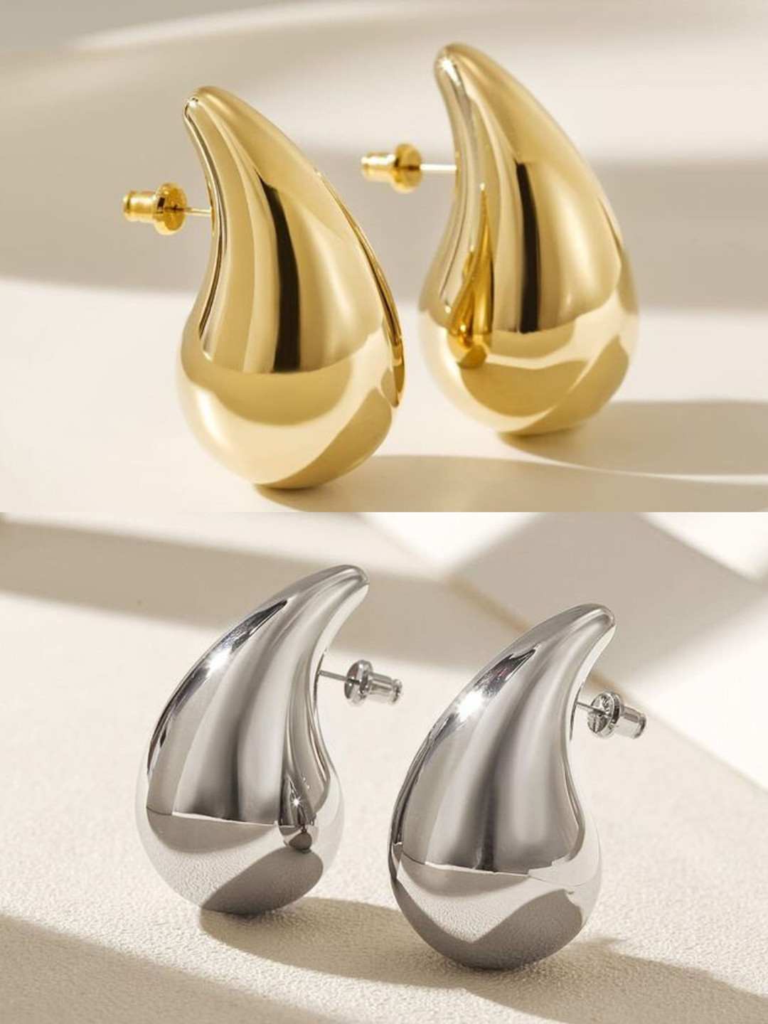 UnfoldSelf Set Of 2 Teardrop Shaped Alloy Drop Earrings