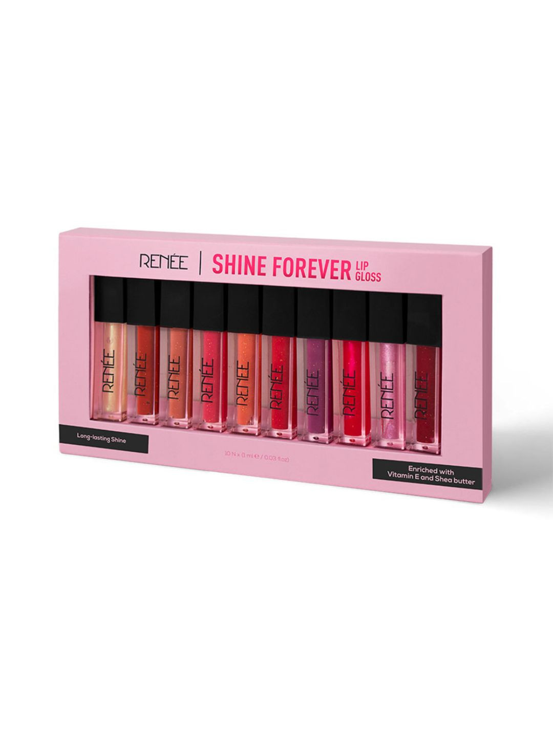 Renee Set Of 10 Shine Forever Lip Gloss With Shea Butter - 1 ml Each