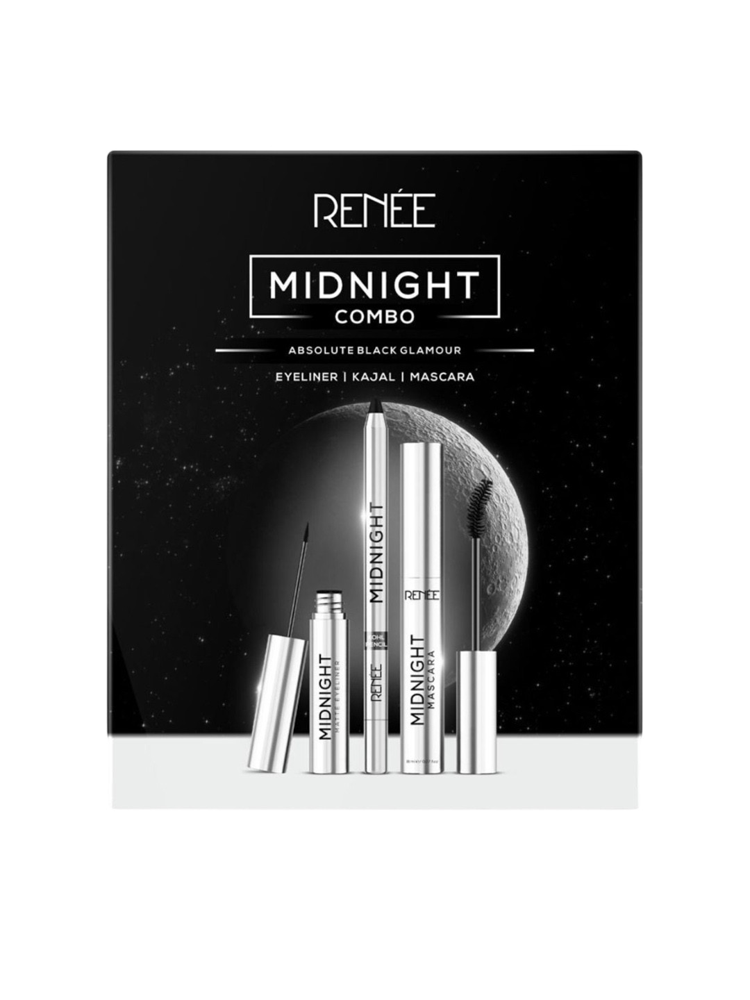 Renee Midnight Combo - Long Lasting & Smudge Proof 1.5 g+ 8ml+2.5 ml - Black