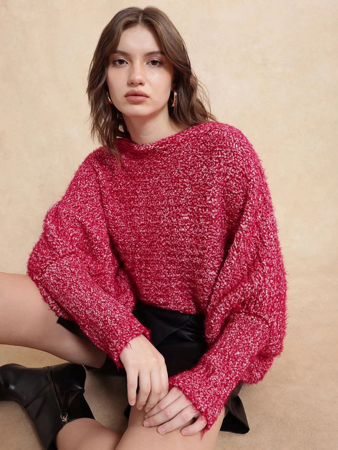RAREISM Women Taro Dark Red Sweaters