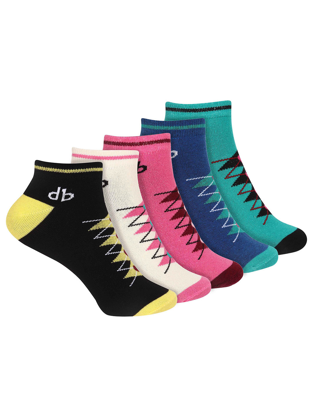 DressBerry Men Pack Of 5 Patterned Ankle-Length Socks