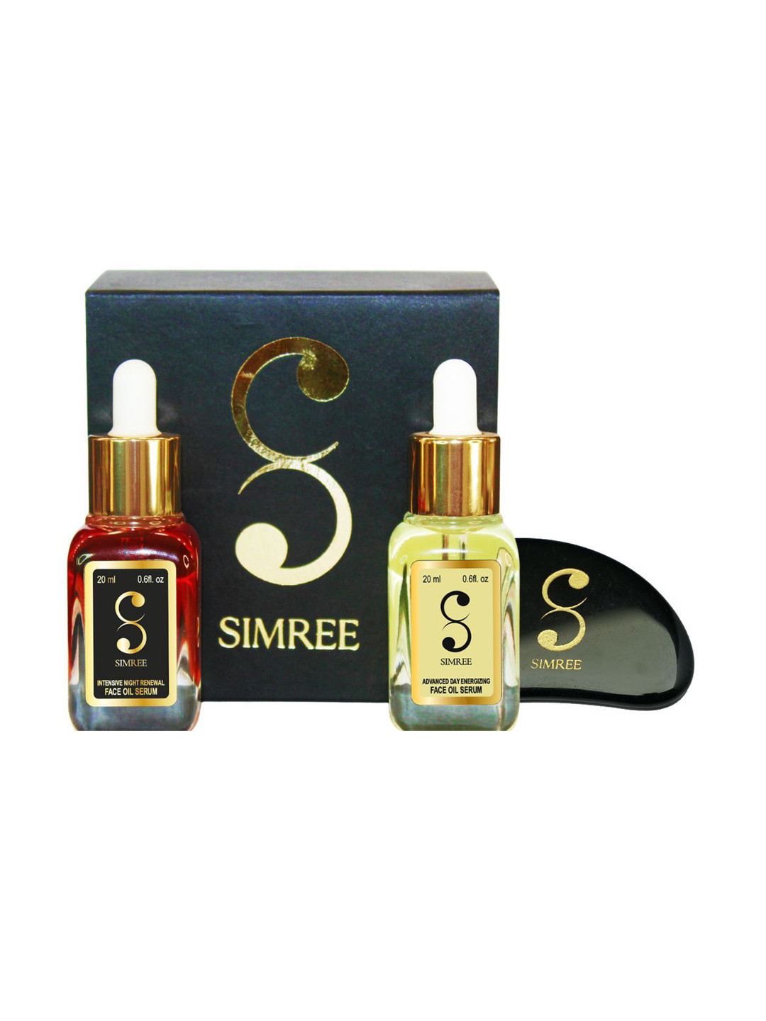 SIMREE Am & Pm Skincare Face Oil Serum Duo - 20 ml Each With Gua Sha