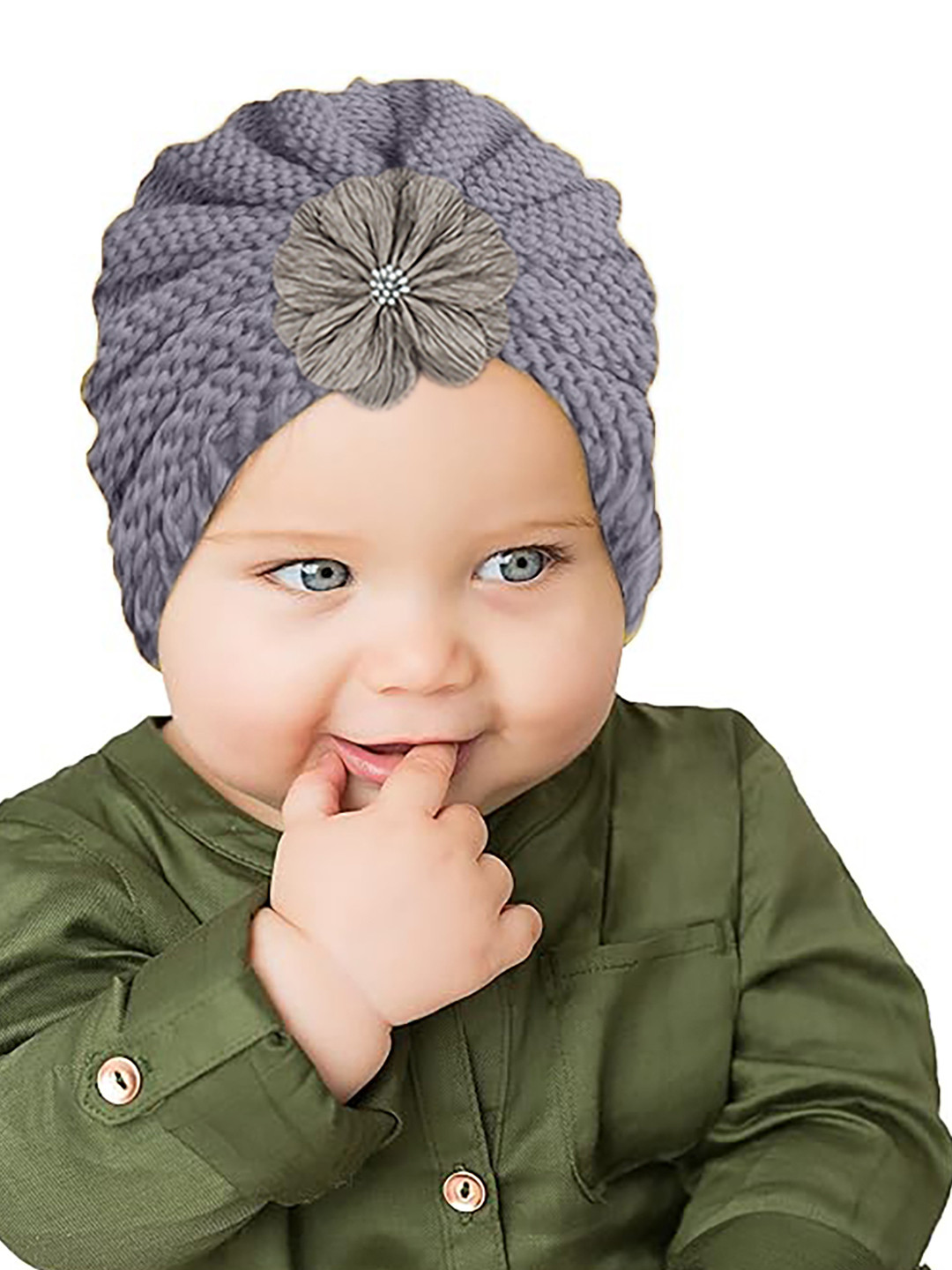 SYGA Girls Winter Knitted Woollen Flower Beanie