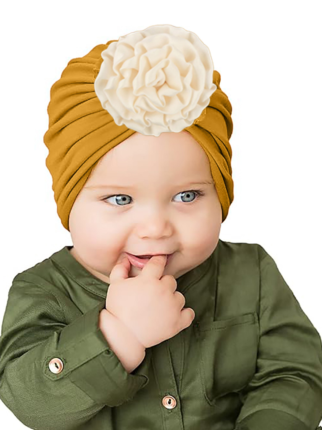 SYGA Unisex Baby Turban Flower Cap, Toddler Beanie Hat, Polyester Cotton Headwear