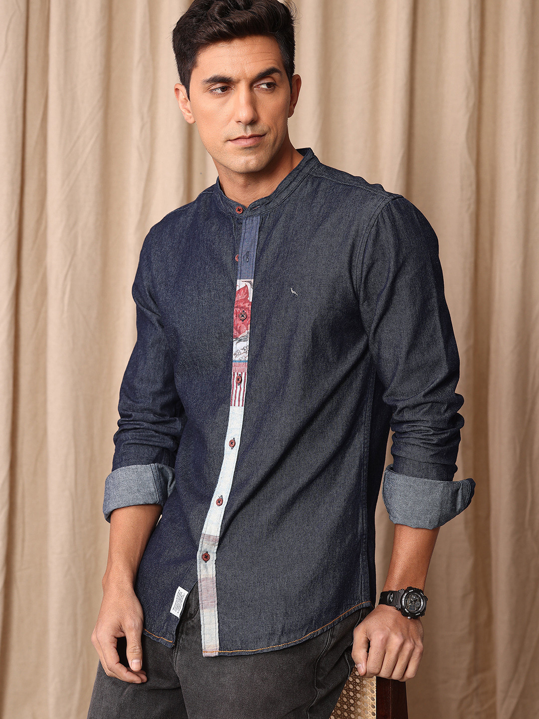 Mr Bowerbird Pure Cotton Tailored Fit Denim Casual Shirt